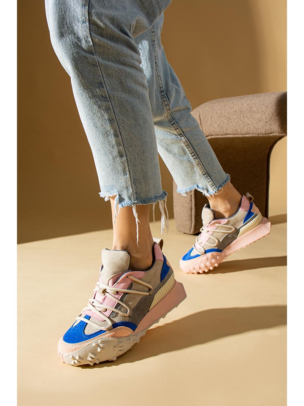 Mavi Kalın Taban Bağcıklı Kadın Sneaker 36-144-23-1