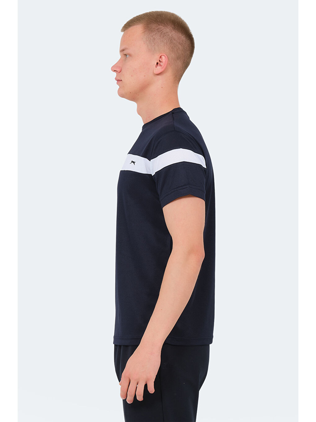Lacivert Bisiklet Yaka Kısa Kollu Erkek Tişört-2
