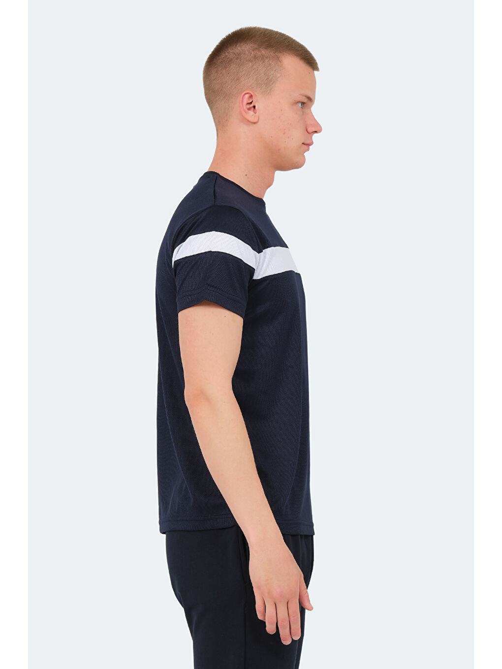 Lacivert Bisiklet Yaka Kısa Kollu Erkek Tişört-3