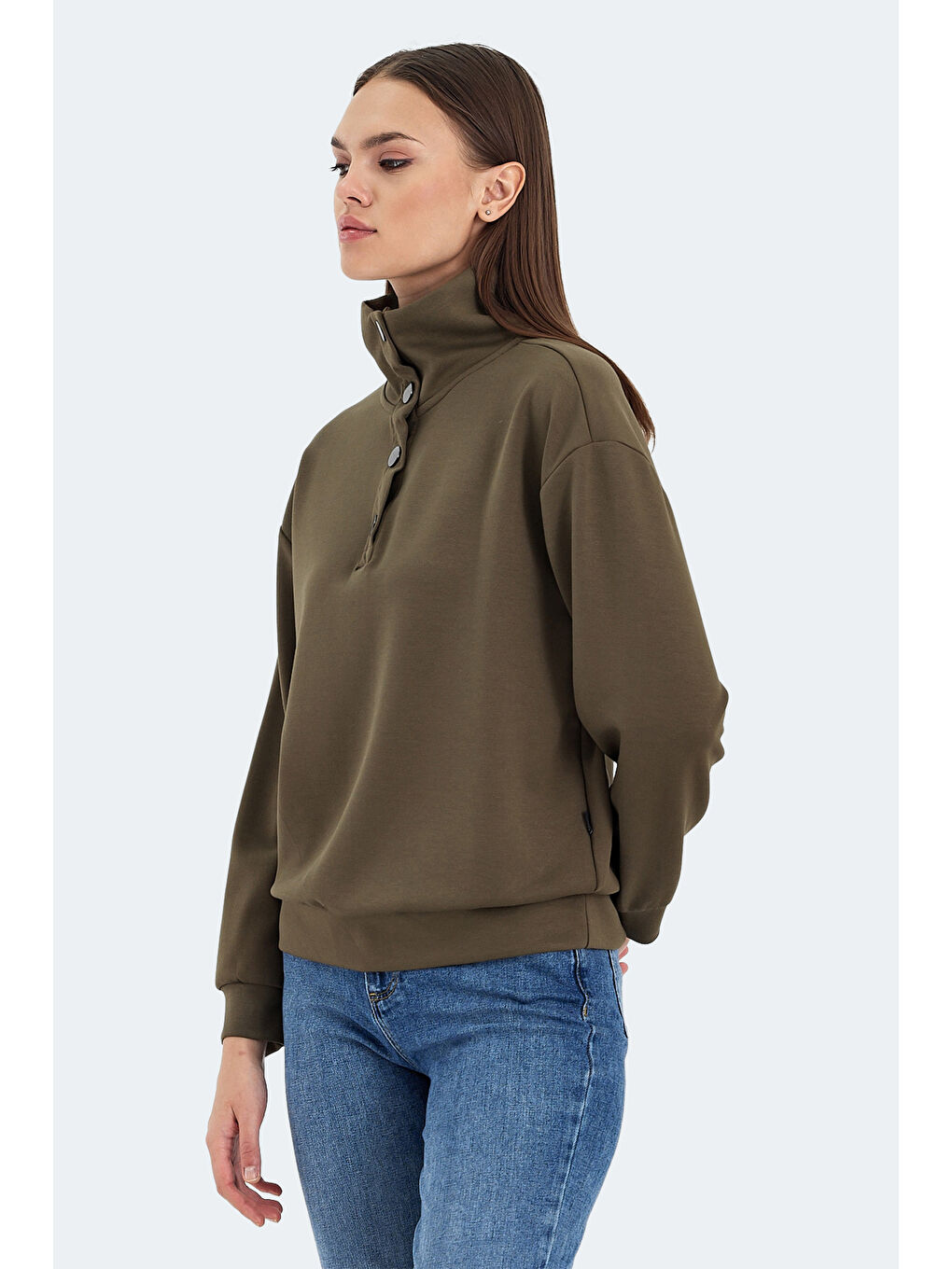 VIDAL Oversize Kadın Haki Sweatshirt-2
