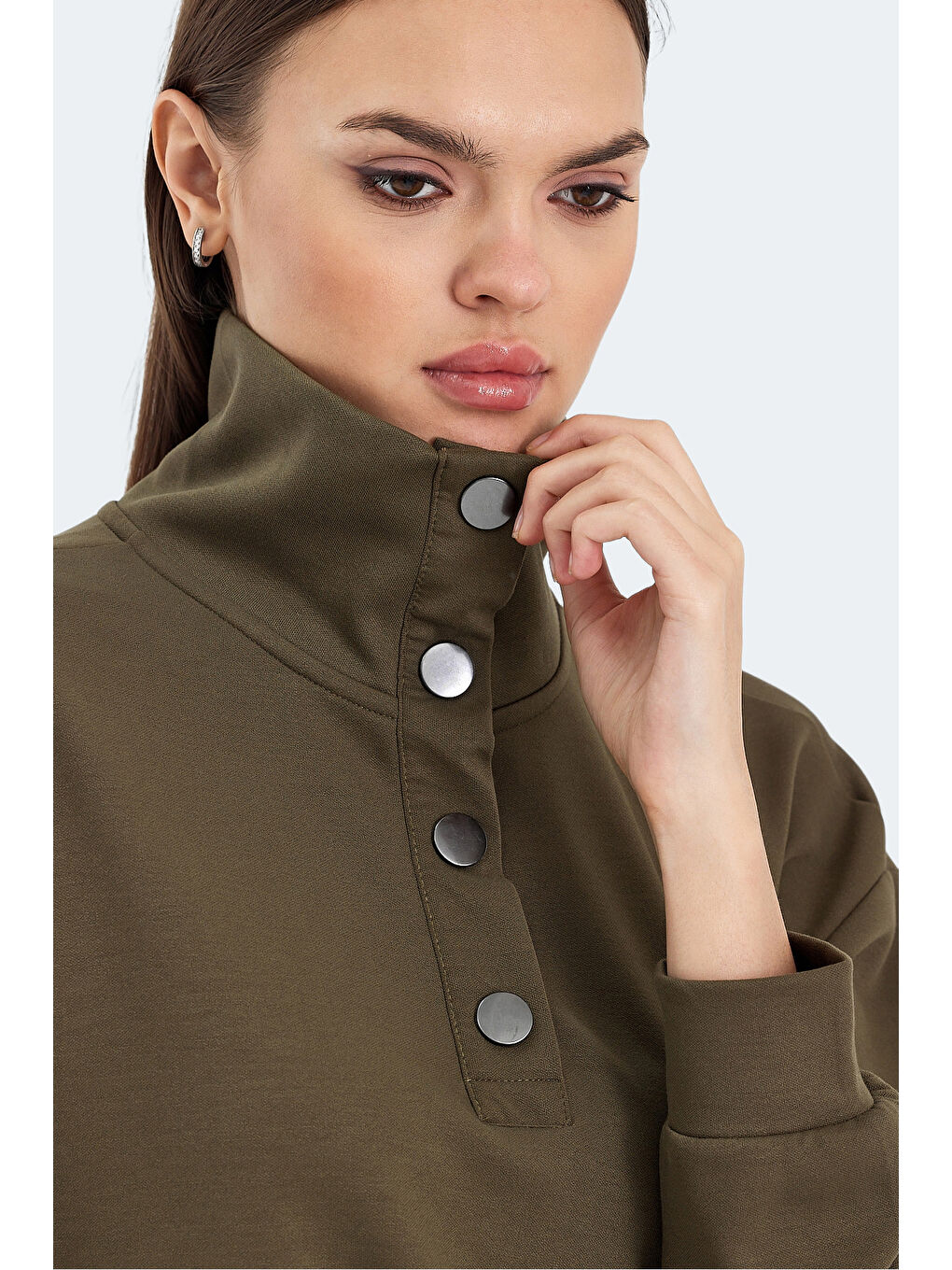 VIDAL Oversize Kadın Haki Sweatshirt-3