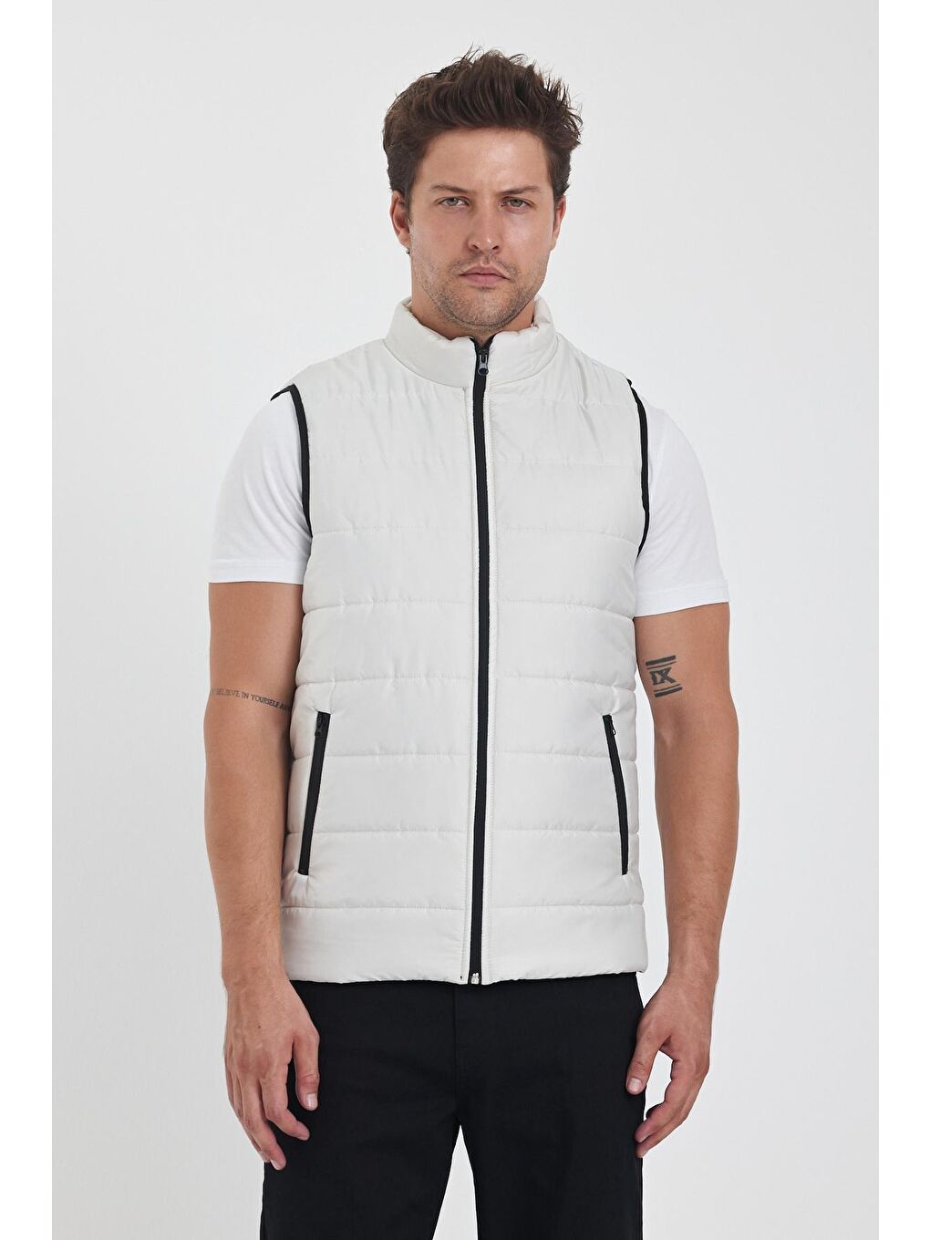 Antrasit Kapitone Dik Yaka Erkek Yelek