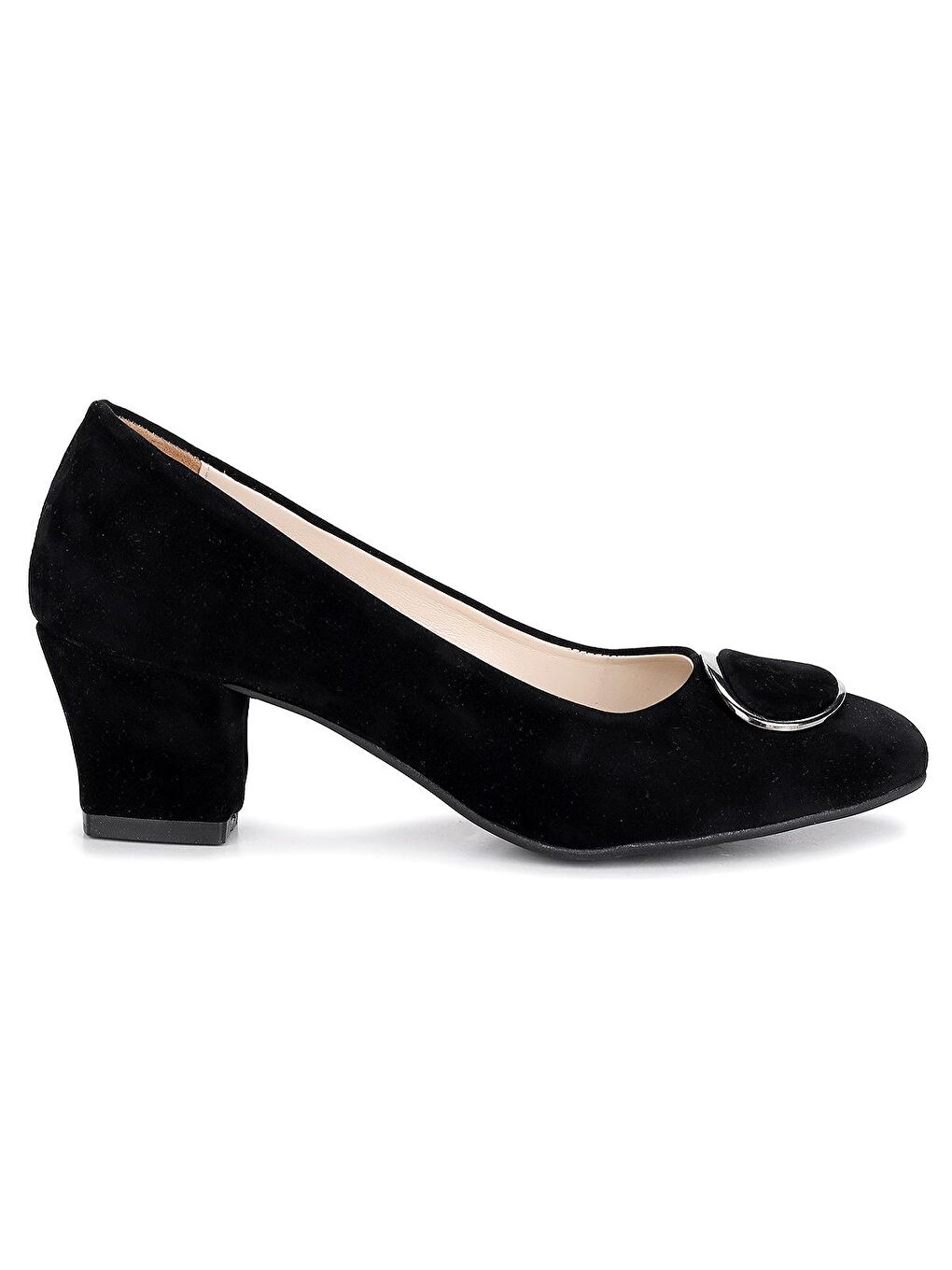 Siyah Süet Tokalı 5 Cm Topuklu Kadın Ayakkabı 11404-2019-3