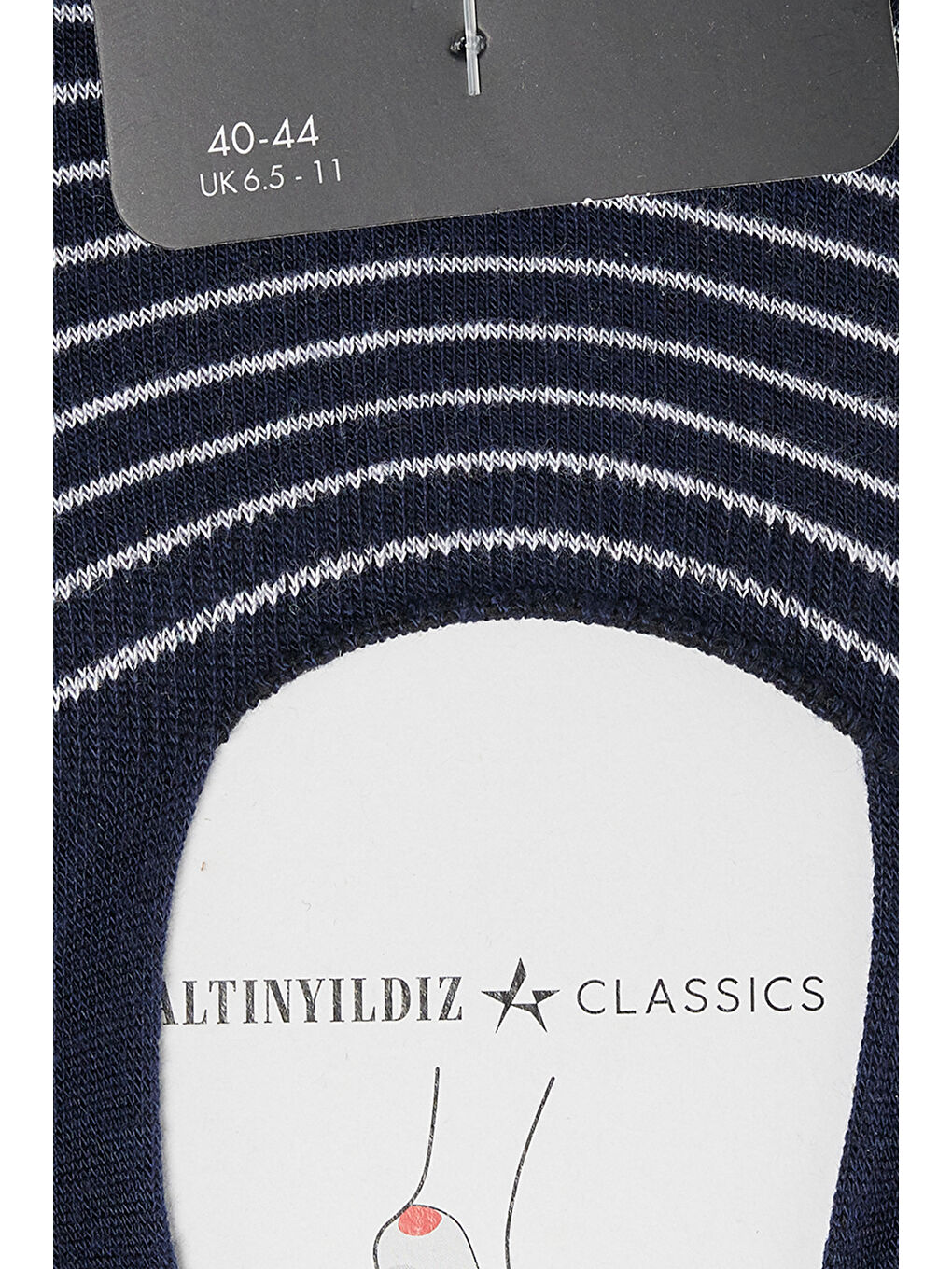 Erkek Lacivert-Beyaz Tekli Babet Çorap-1