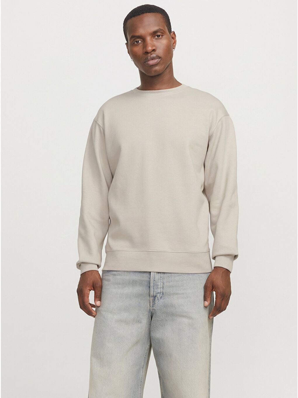 Star Basic Erkek Bej Bisiklet Yaka Sweatshirt