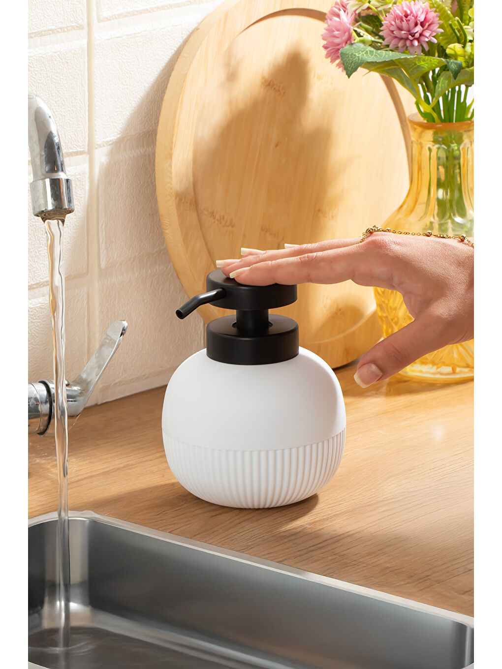 3119 Banyo ve Mutfak Sıvı Sabunluk 450ML Beyaz-1