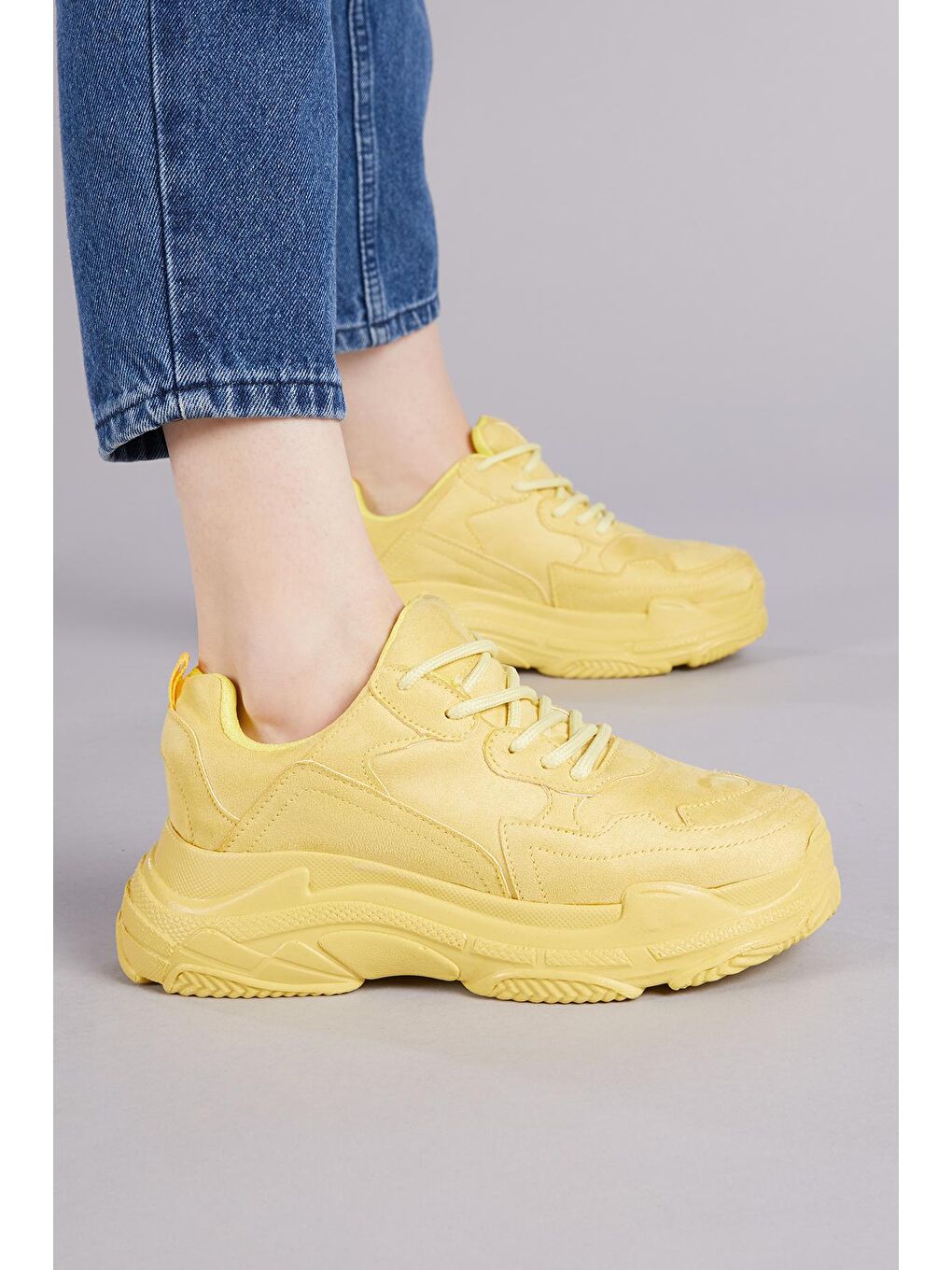 Kadın Sarı Süet Spor Ayakkabı  Bls-Q-1