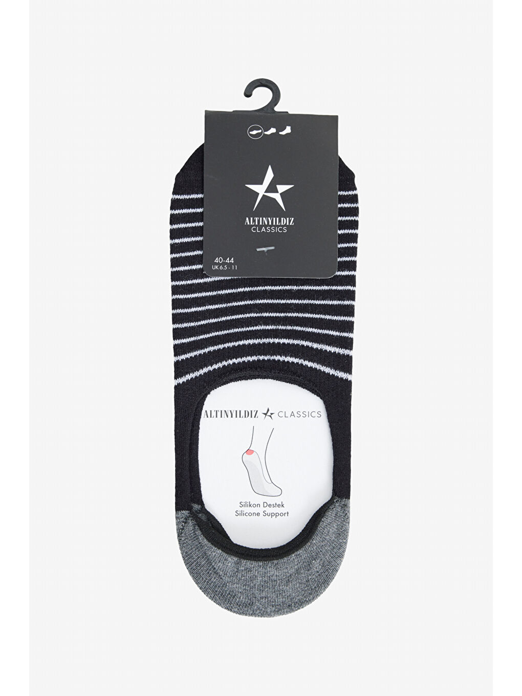 Erkek Siyah-Beyaz Desenli Tekli Babet Çorap