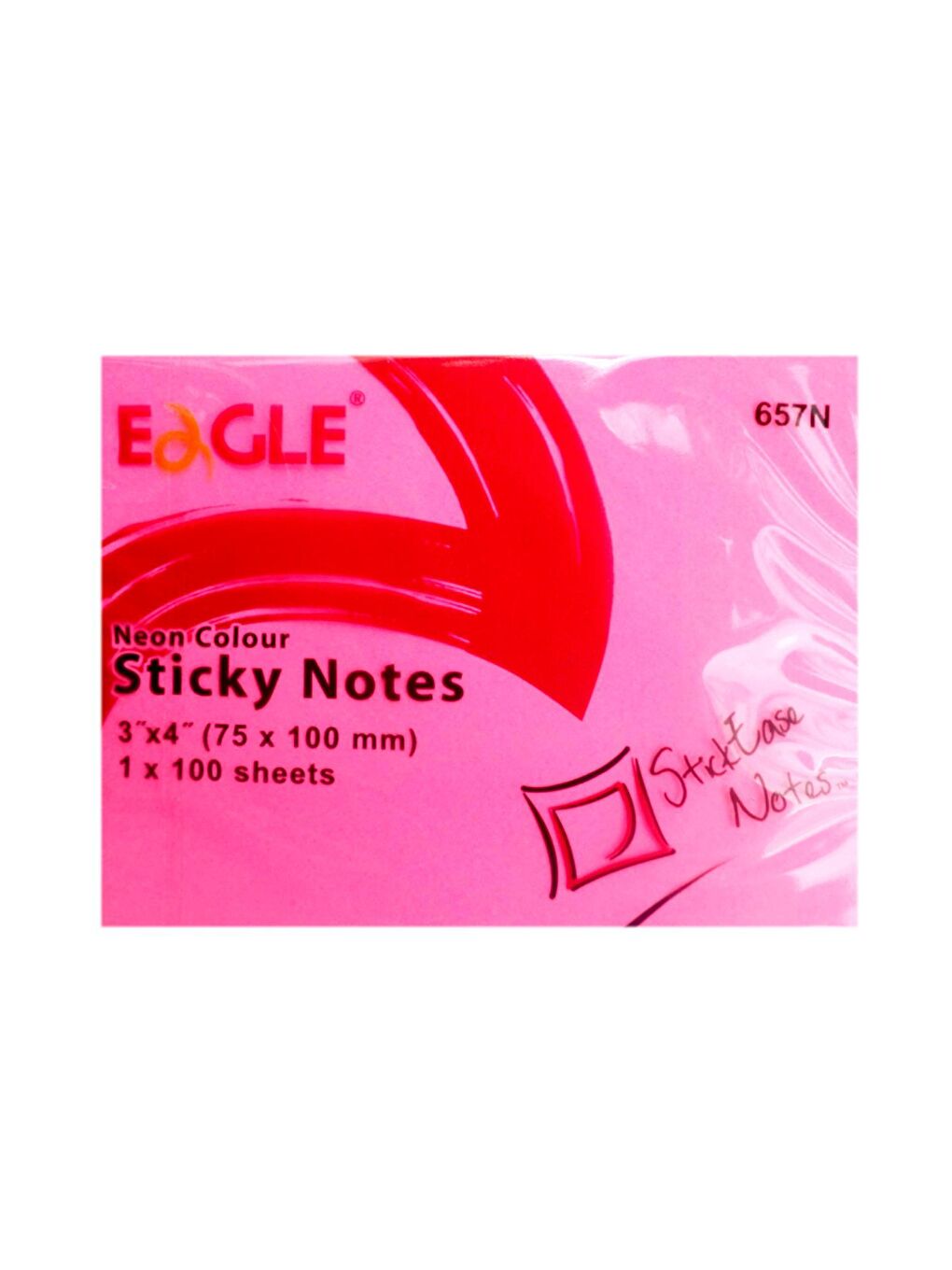 Eagle Pembe 75x00 mm Neon Renk Yapışkanlı Not Kağıdı 100 Yaprak Pembe (657N-PB)