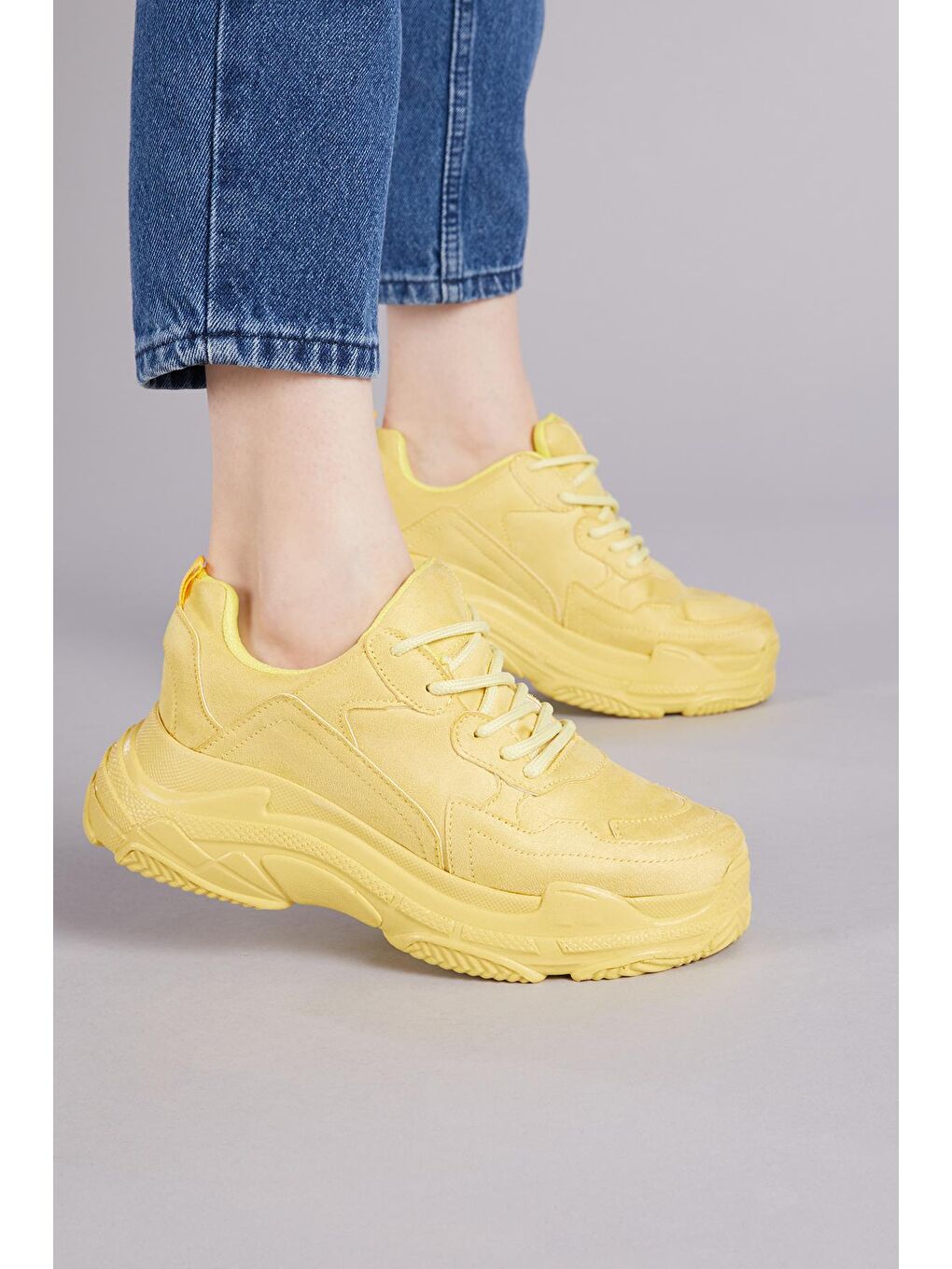Kadın Sarı Süet Spor Ayakkabı  Bls-Q-2