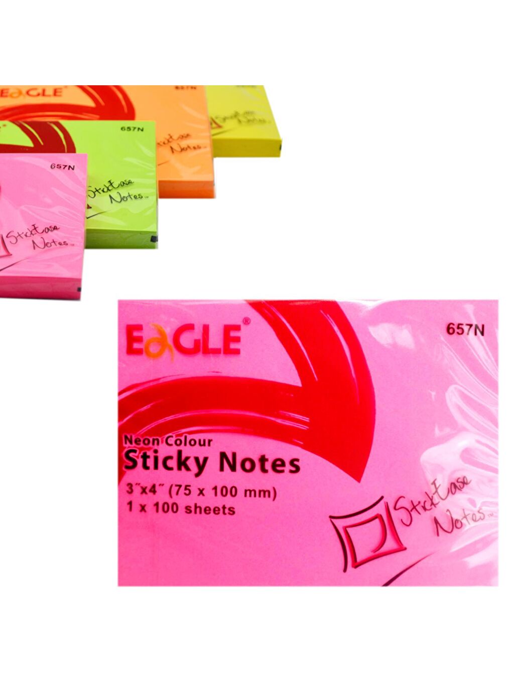 Eagle Pembe 75x00 mm Neon Renk Yapışkanlı Not Kağıdı 100 Yaprak Pembe (657N-PB) - 1