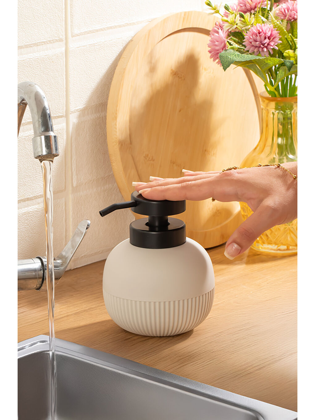 Kahverengi 3120 Banyo ve Mutfak Sıvı Sabunluk 450ML Taupe-2