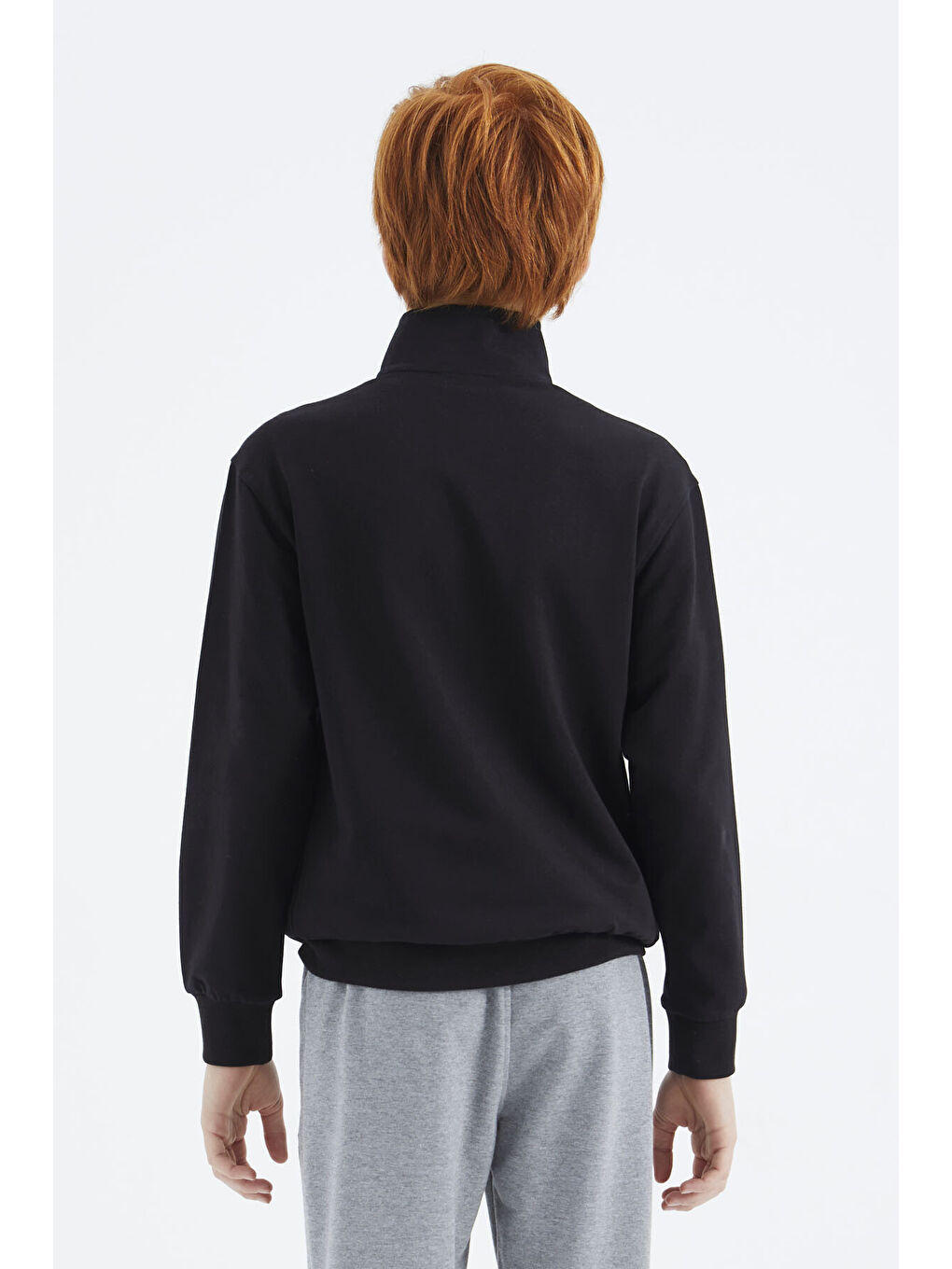 Siyah Dik Yaka Erkek Çocuk Sweatshirt - 11183-4