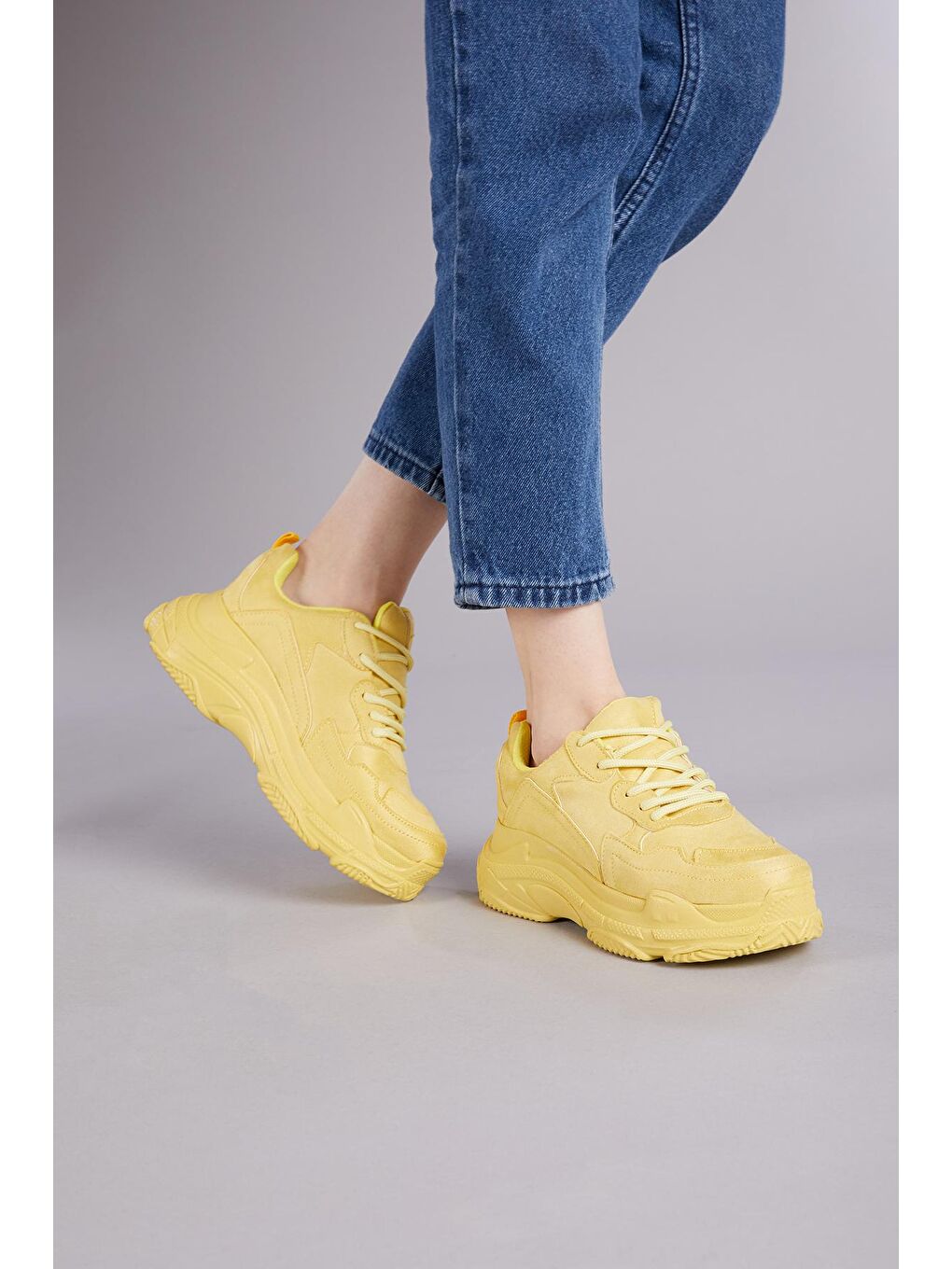 Kadın Sarı Süet Spor Ayakkabı  Bls-Q-3