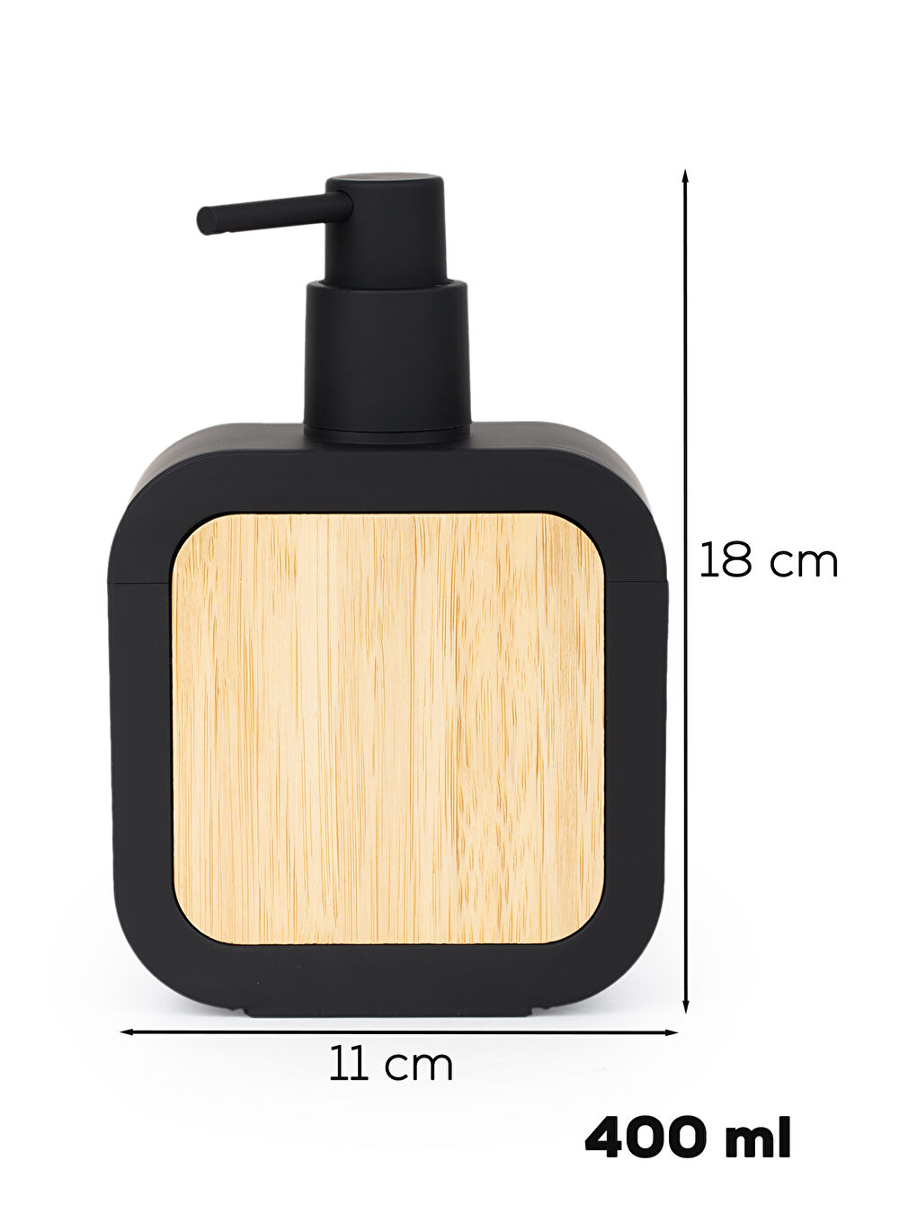 3147 Banyo ve Mutfak Sıvı Sabunluk 400ML Siyah-Ahşap-2