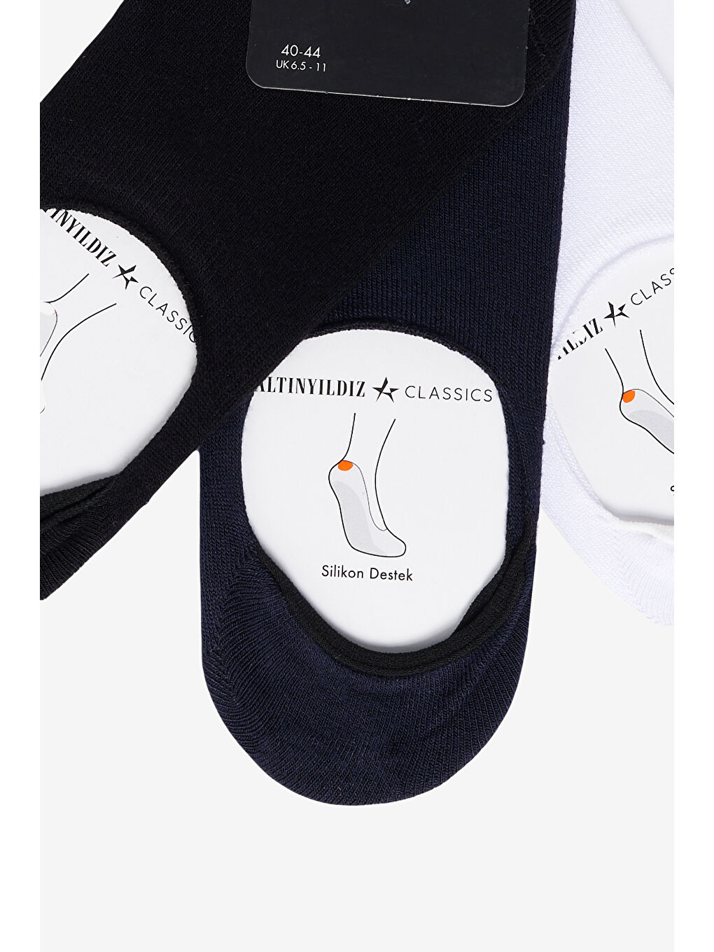Erkek Siyah-Lacivert-Beyaz 3'lü Bambulu Babet Çorap-1