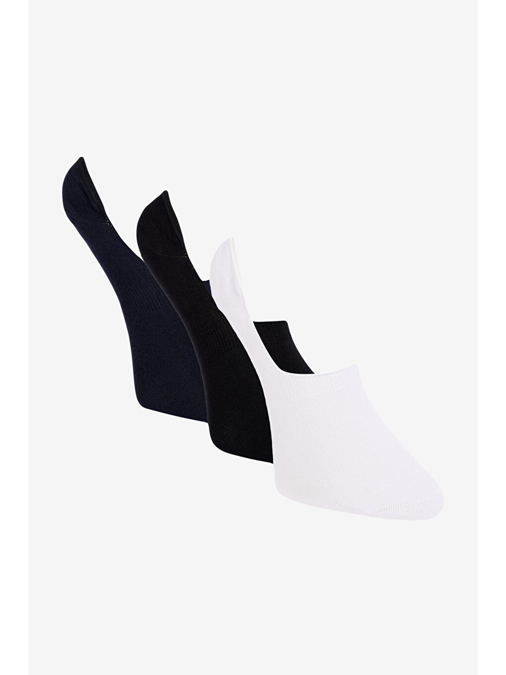 Erkek Siyah-Lacivert-Beyaz 3'lü Bambulu Babet Çorap-2