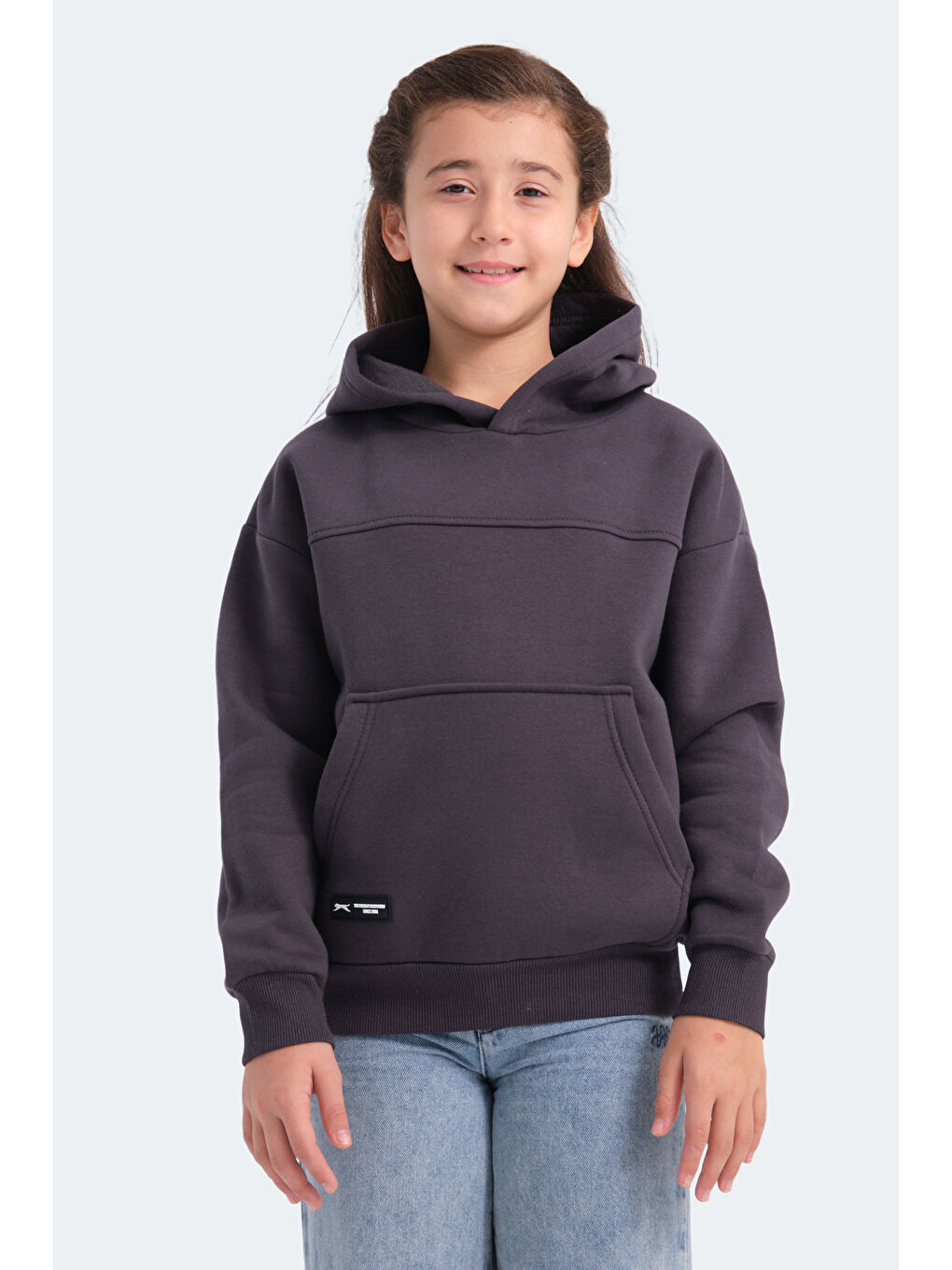 LENE Unisex Çocuk Kapüşonlu Cepli Koyu Gri Sweatshirt-2