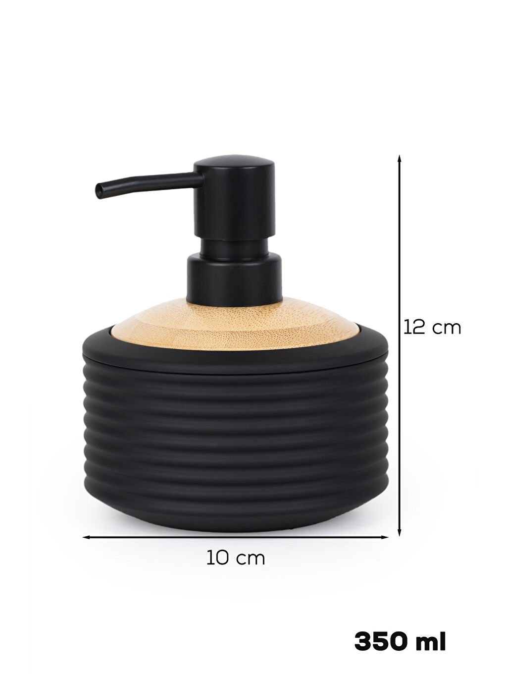 3152 Banyo ve Mutfak Sıvı Sabunluk 350ML Siyah-Ahşap-2