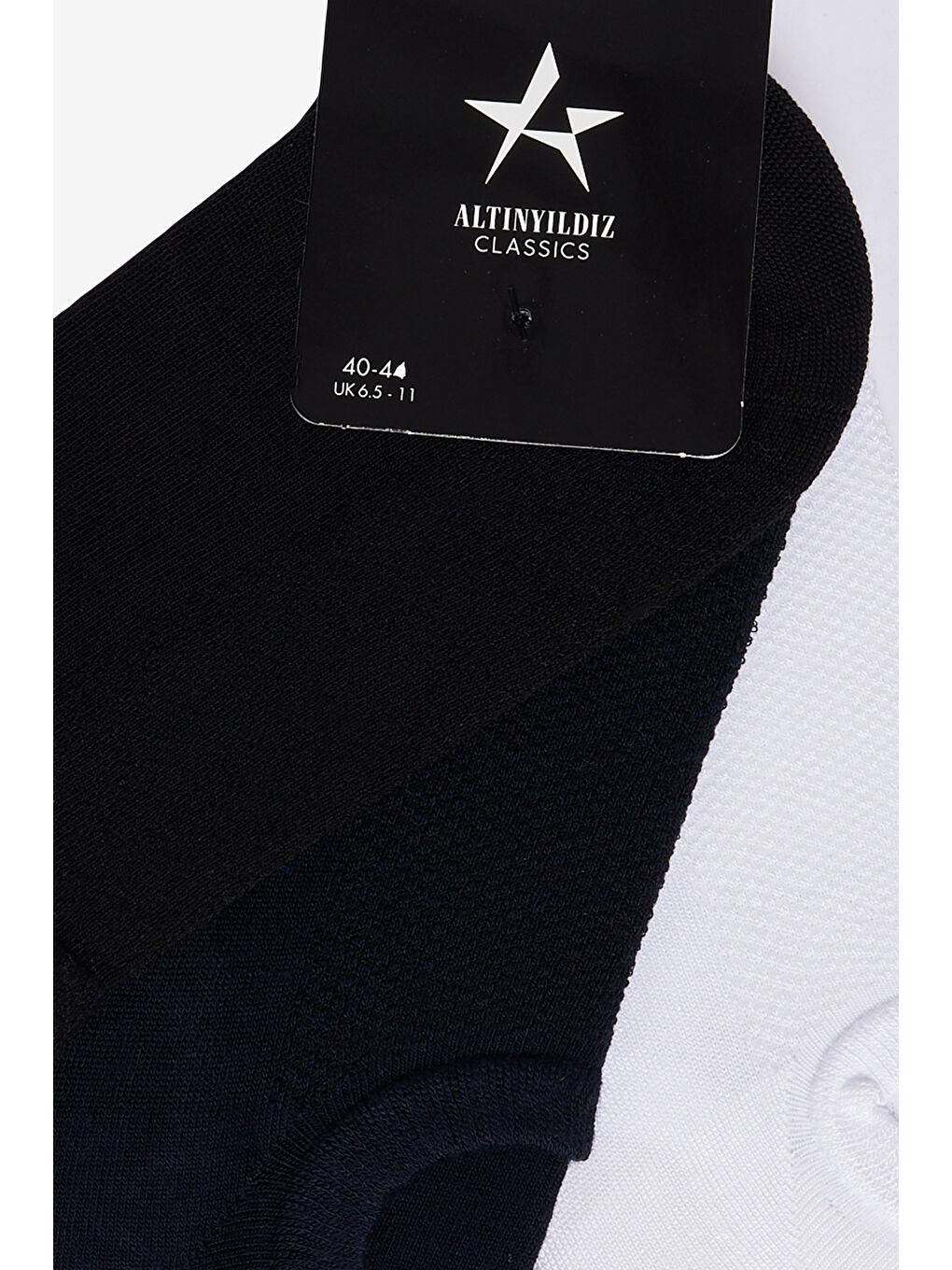 Erkek Siyah-Lacivert-Beyaz 3'lü Babet Çorap-1