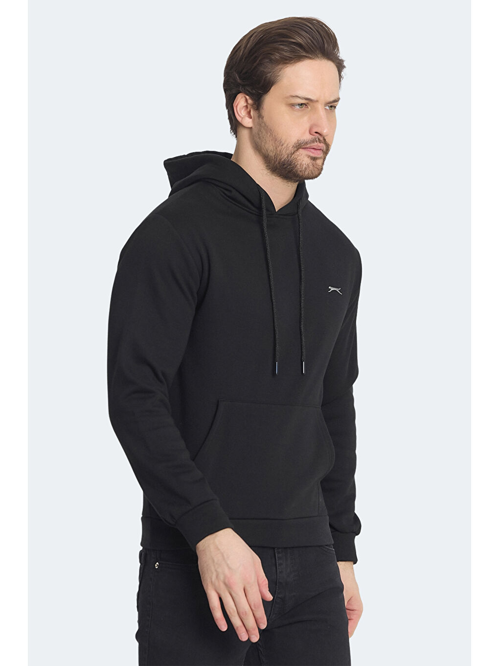 KICKSON IN Erkek Kapüşonlu Cepli Siyah Sweatshırt-2