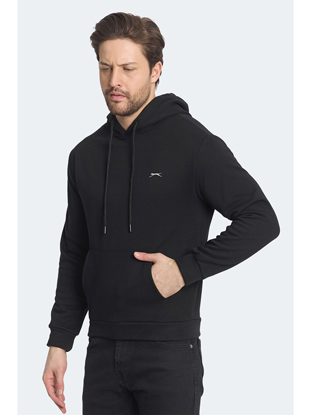 KICKSON IN Erkek Kapüşonlu Cepli Siyah Sweatshırt-3