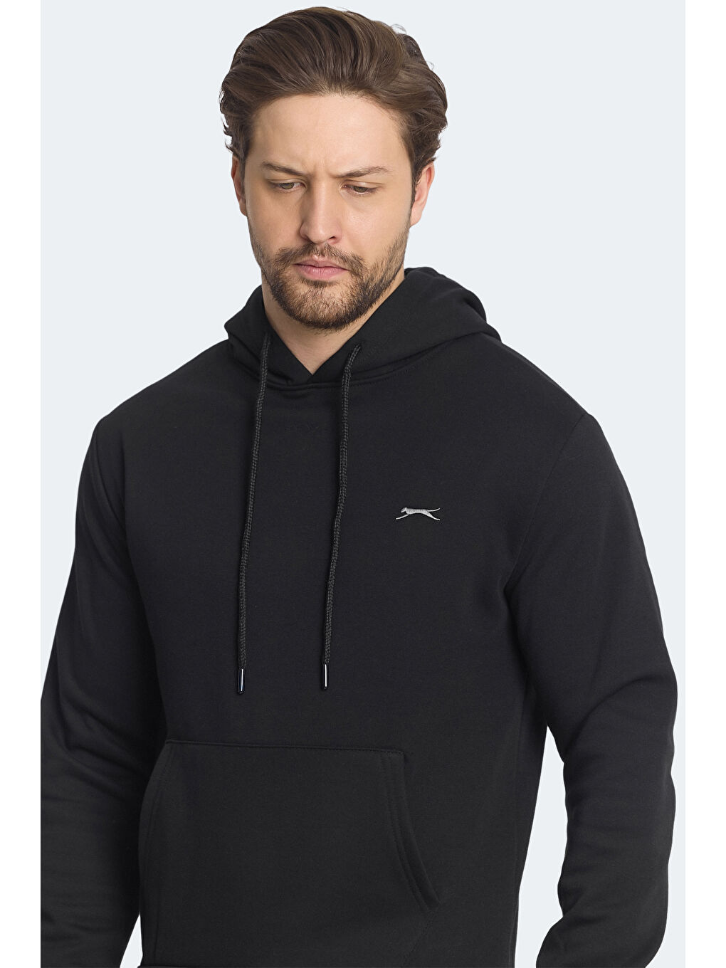 KICKSON IN Erkek Kapüşonlu Cepli Siyah Sweatshırt-4