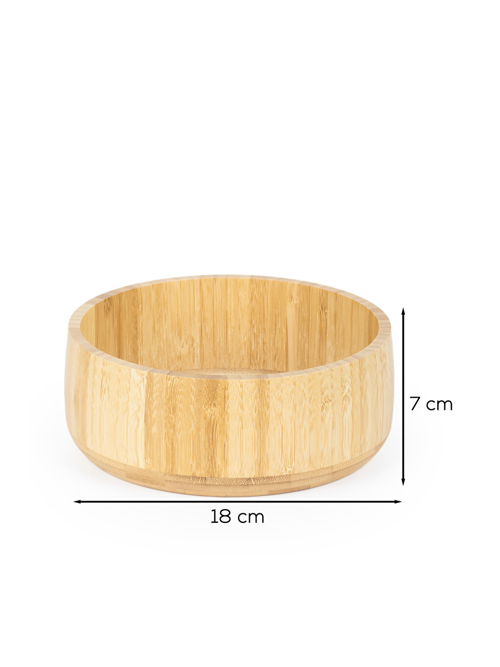 Kahverengi 2074 Orta Boy Doğal Bambu Salata Kasesi 18cm-2