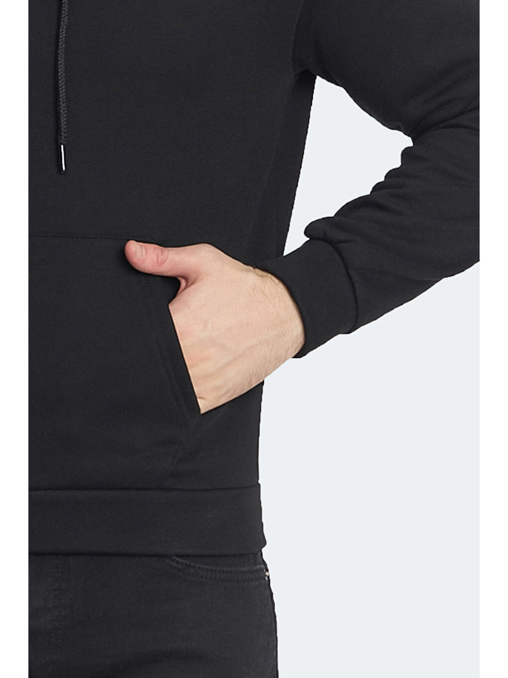 KICKSON IN Erkek Kapüşonlu Cepli Siyah Sweatshırt-5