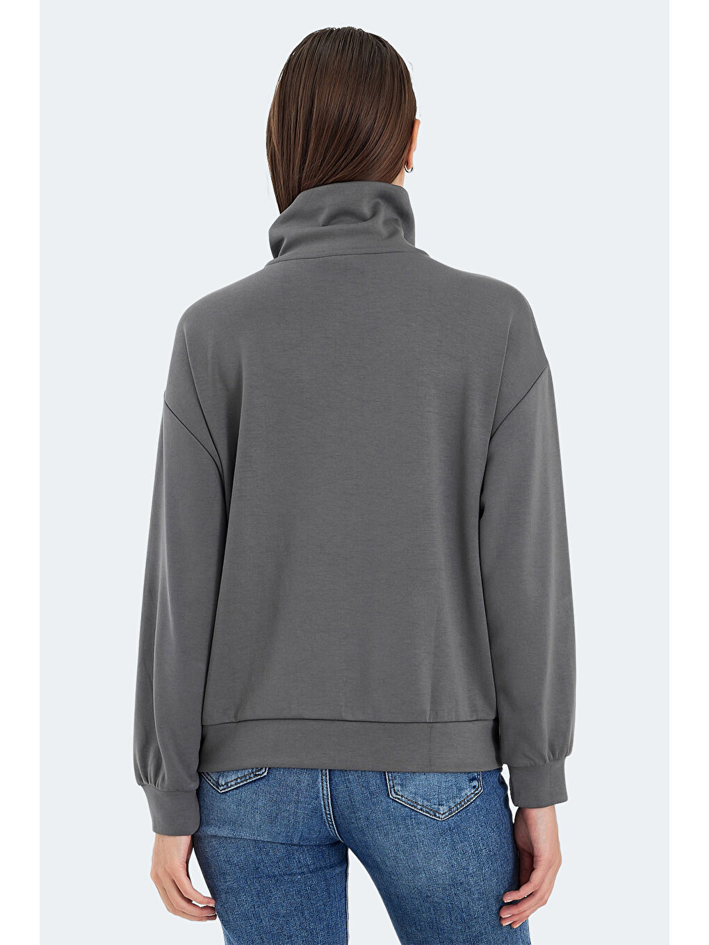 VIDAL Oversize Kadın Koyu Gri Sweatshirt-1