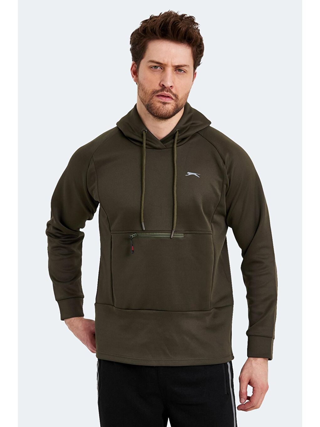 SEPPO Erkek Fermuarlı Sweatshirt Hırka Haki