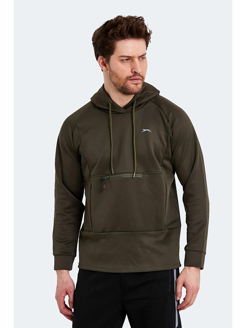 SEPPO Erkek Fermuarlı Sweatshirt Hırka Haki-2