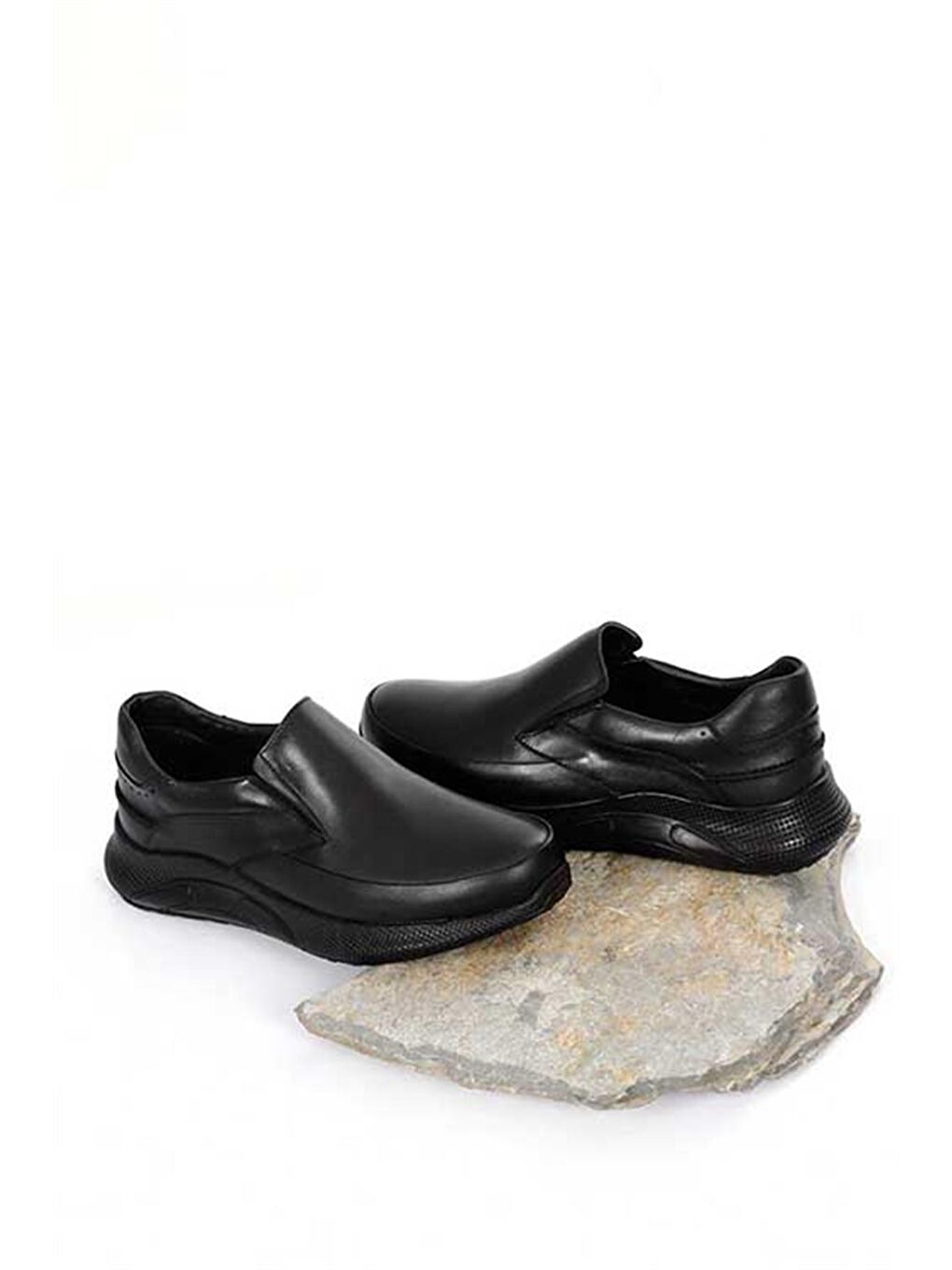 Siyah Hakiki Deri Yuvarlak Burun Günlük Erkek Sneaker 42292