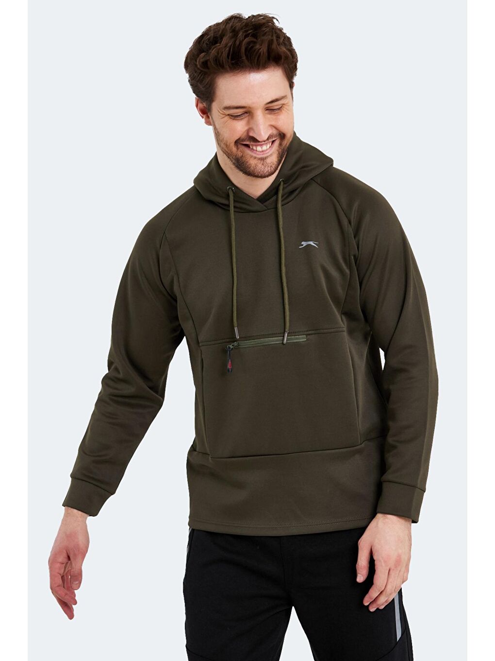 SEPPO Erkek Fermuarlı Sweatshirt Hırka Haki-4