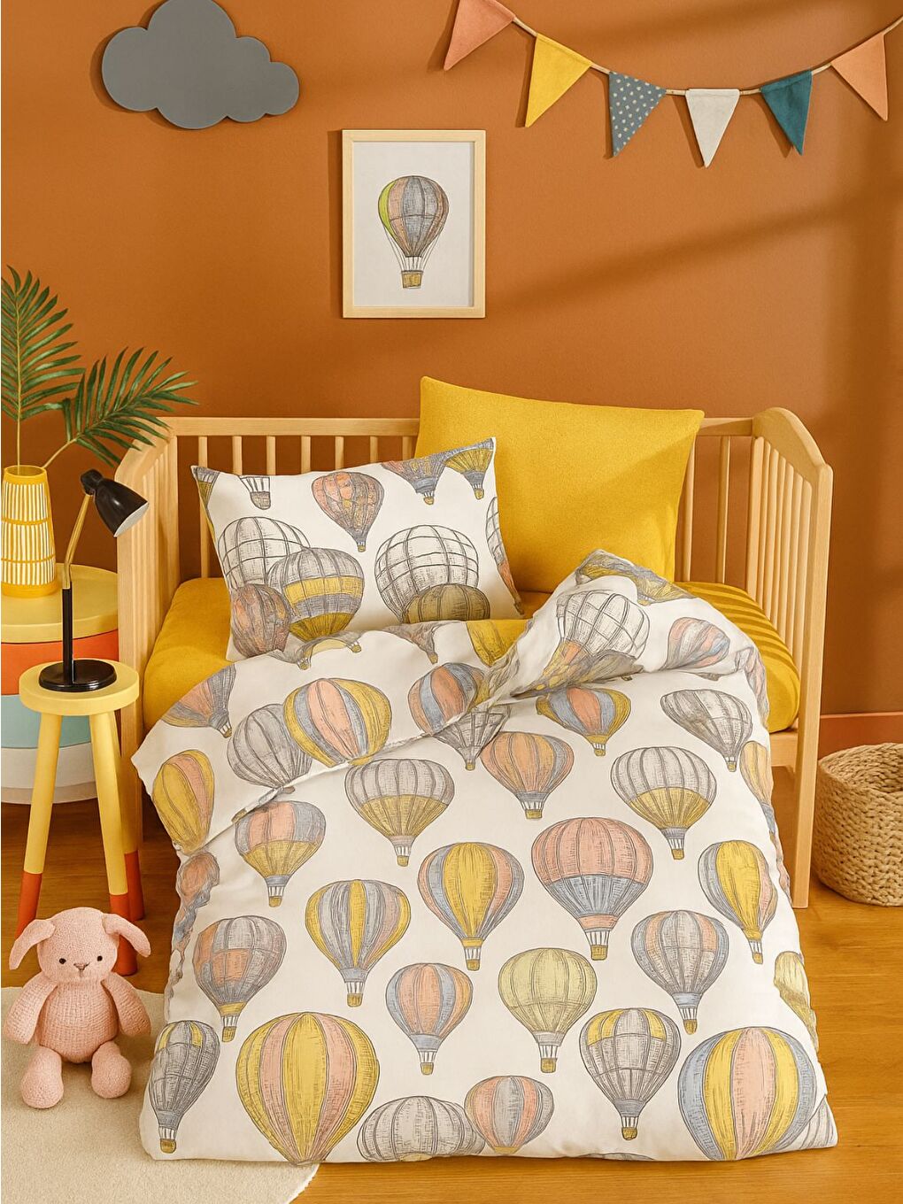 Bej Balon Bebek Nevresim Seti