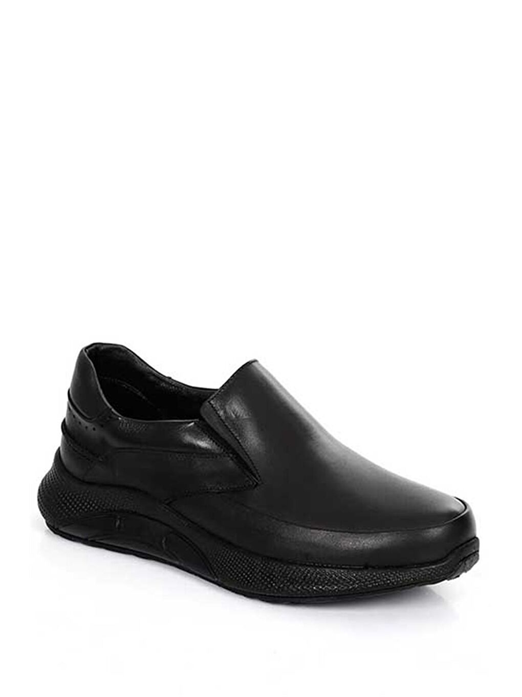 Siyah Hakiki Deri Yuvarlak Burun Günlük Erkek Sneaker 42292-4