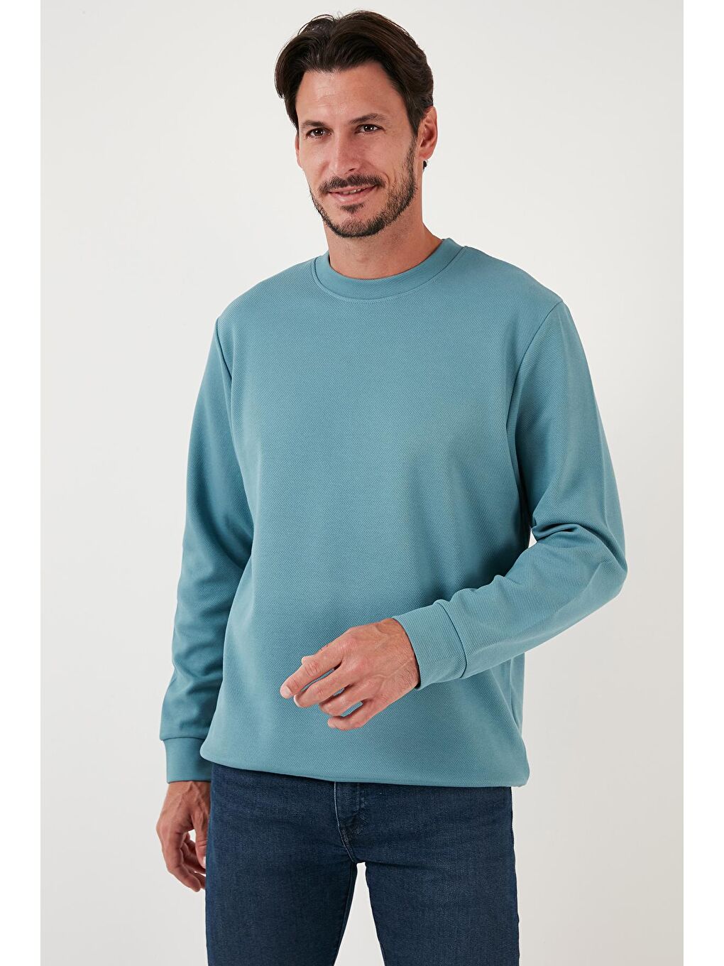 Petrol Pamuklu Bisiklet Yaka Regular Fit Basic Sweat 5905521