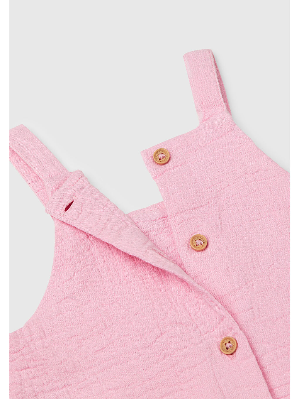 Bebek Pembe Eteği Fırfırlı Püskül Detaylı Arkası Düğmeli Müslin Tulum-2