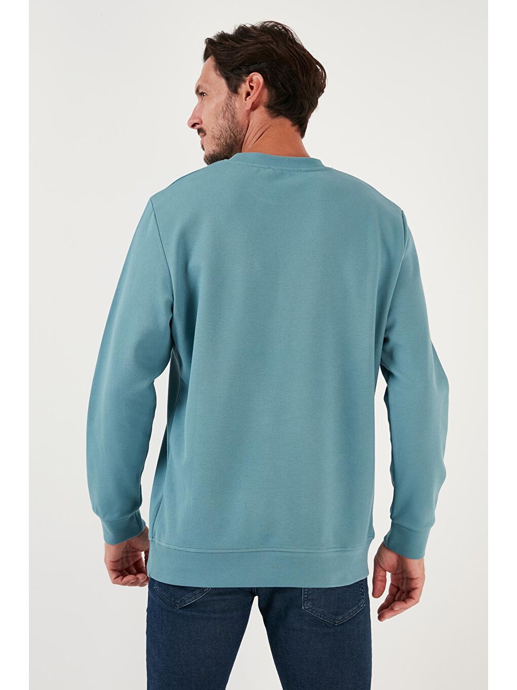 Petrol Pamuklu Bisiklet Yaka Regular Fit Basic Sweat 5905521-4