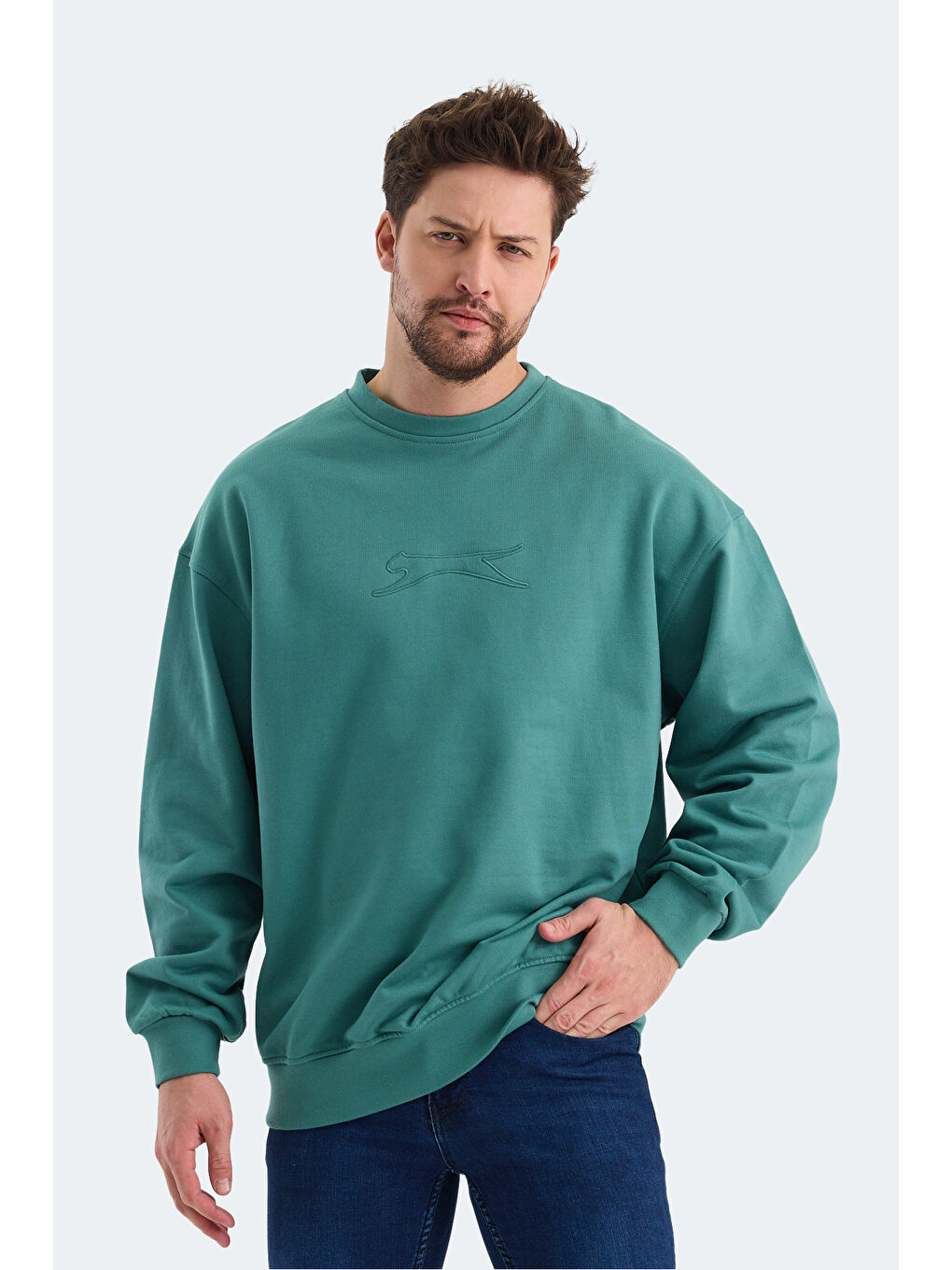 VADIK Oversize Erkek Yeşil Sweatshirt-2