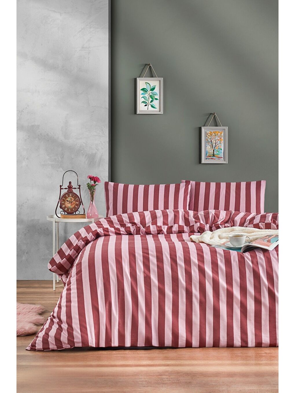 Ranforce Bordo Çift Kişilik Nevresim Takımı-3