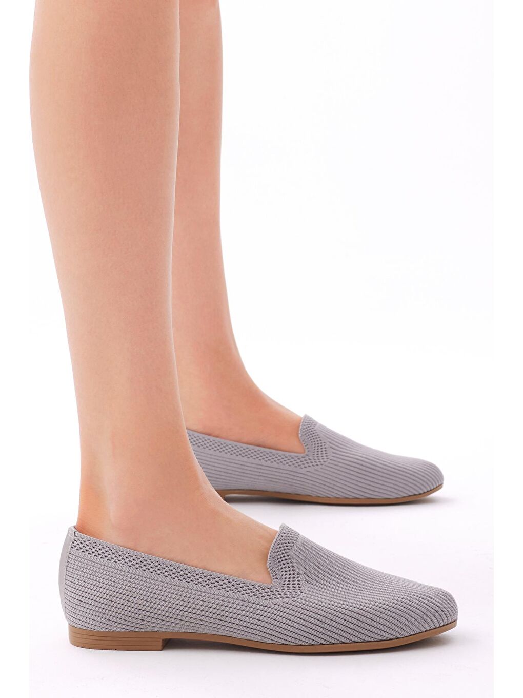 Kadın Gri Rahat Kalıp Düz Örgü Babet-2