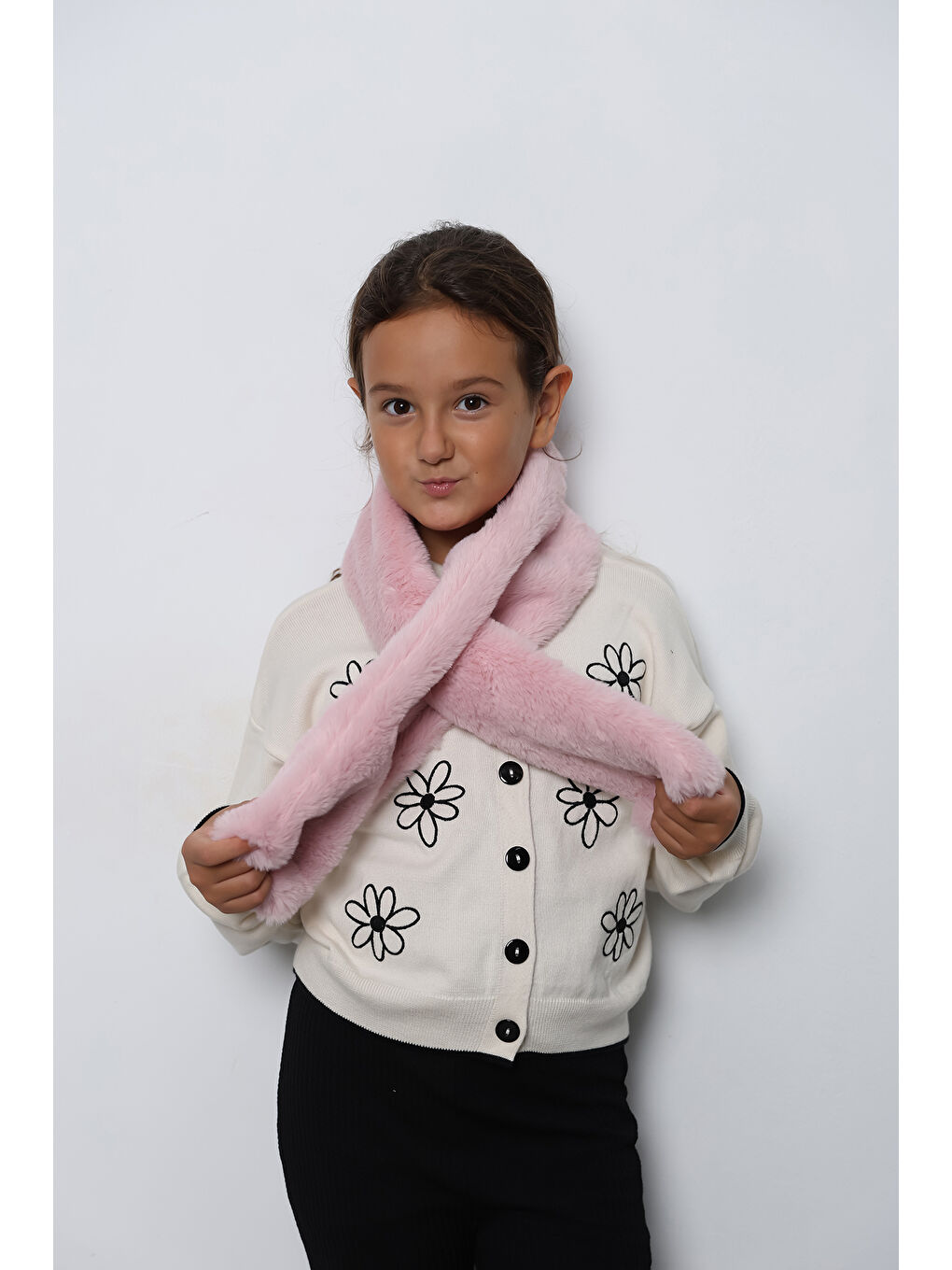 Luminos Butik Kız Çocuk Pembe Pelüş Kaşkol Boyunluk Atkı Byn001 - 2