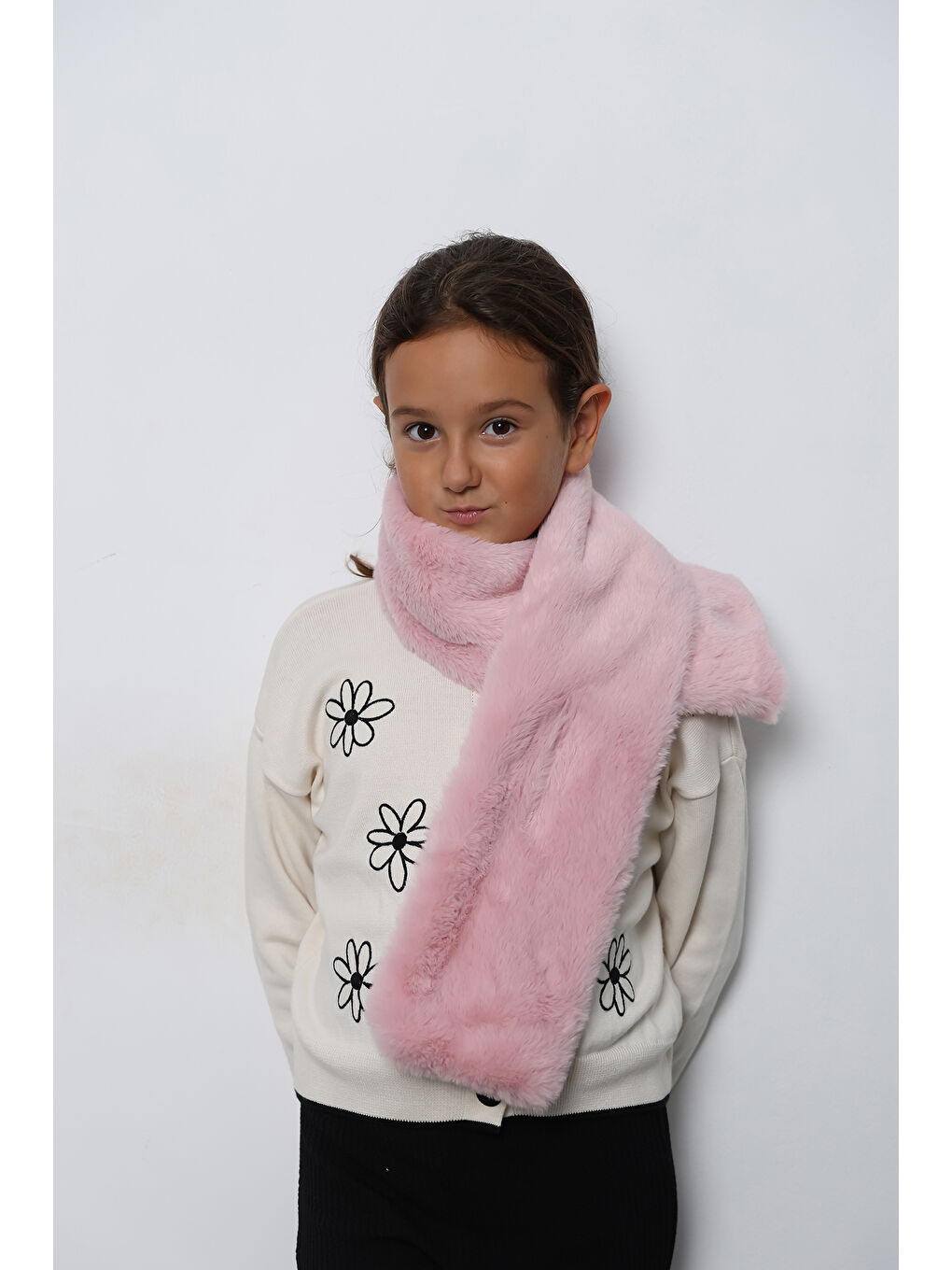 Luminos Butik Kız Çocuk Pembe Pelüş Kaşkol Boyunluk Atkı Byn001 - 5