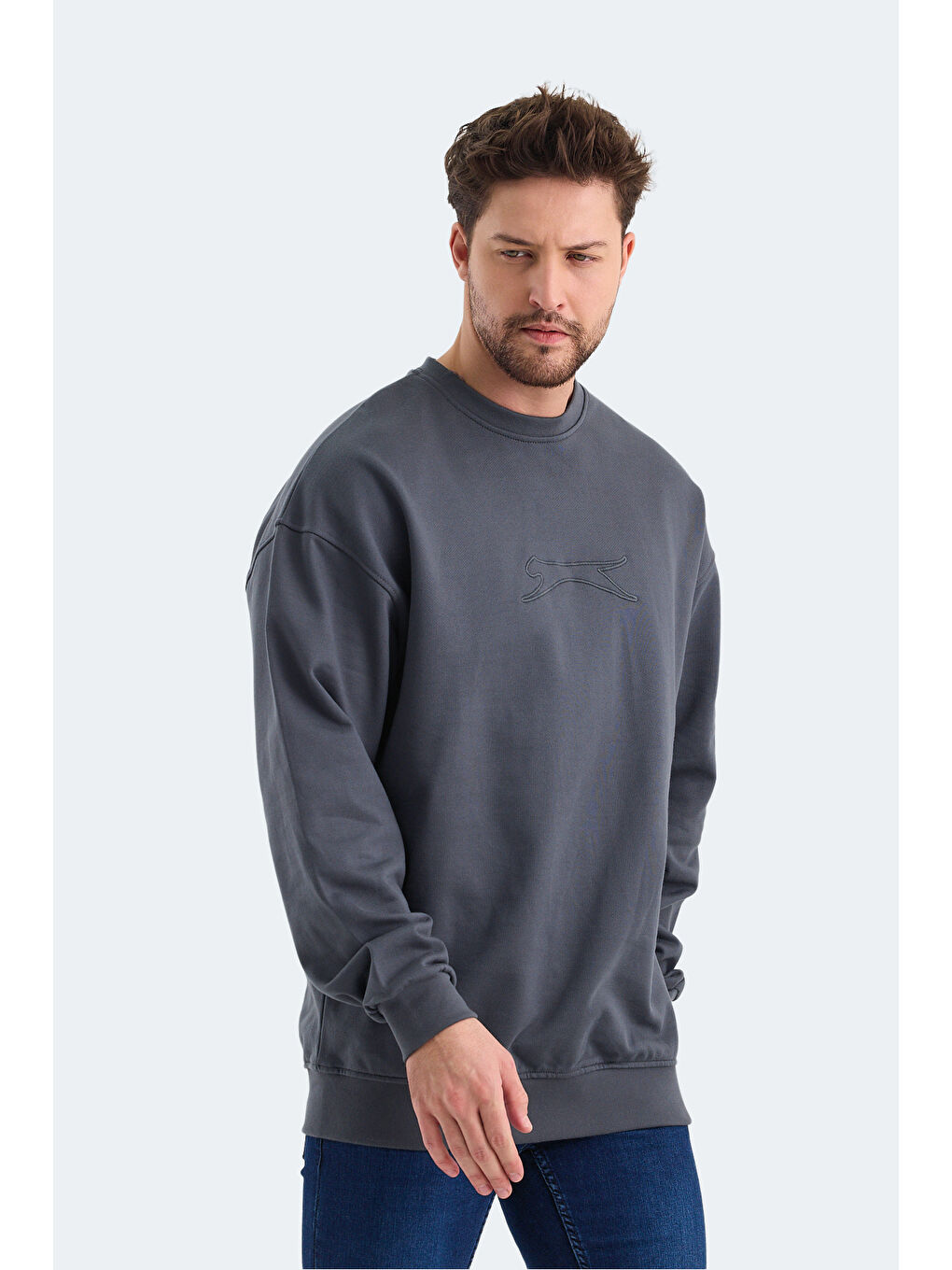 VADIK Oversize Erkek Koyu Gri Sweatshirt-2