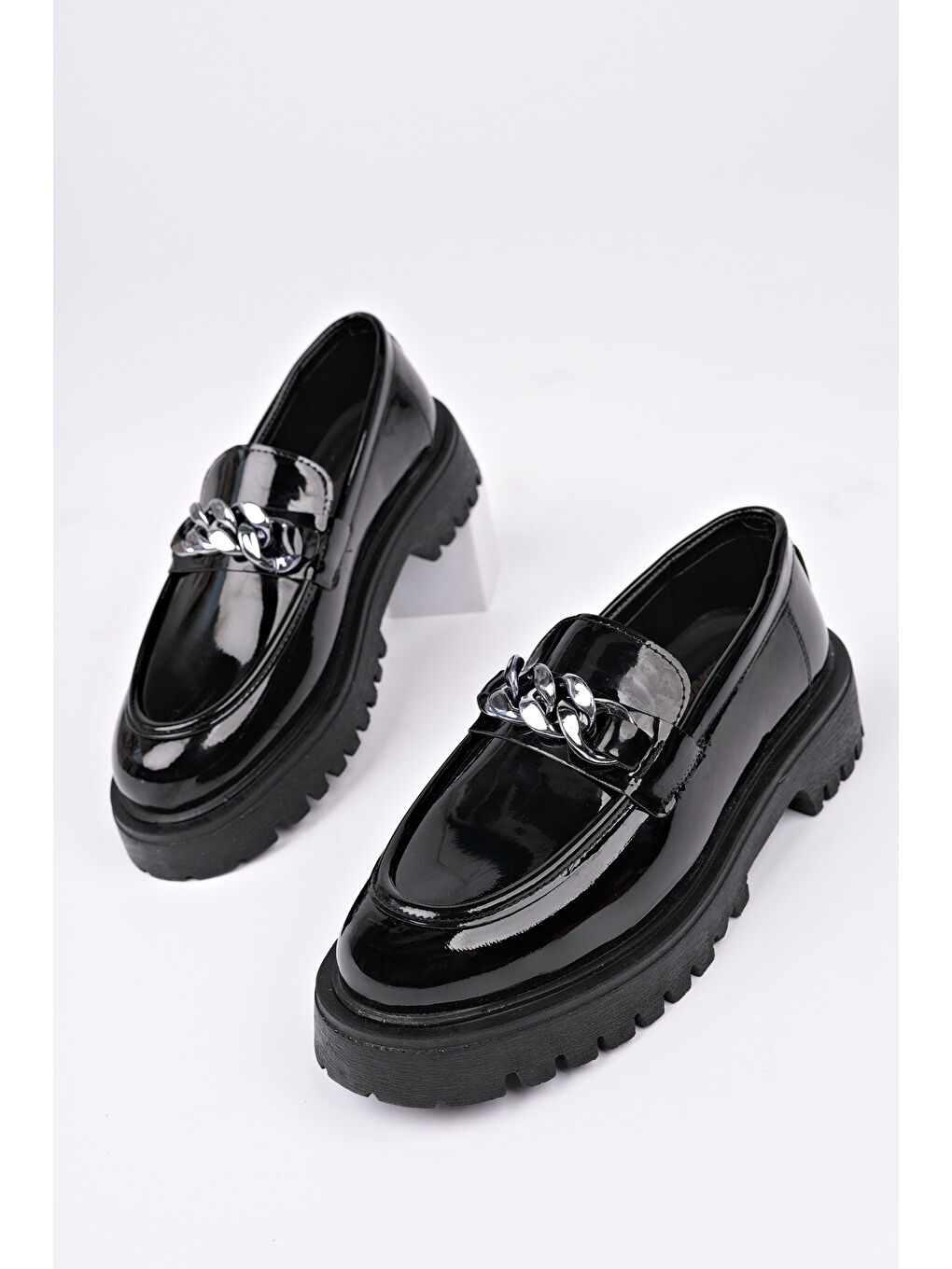 Siyah DAİLY Kadın Loafer Kalın Taban Tokalı Günlük Casual Makosen Ayakkabı-1