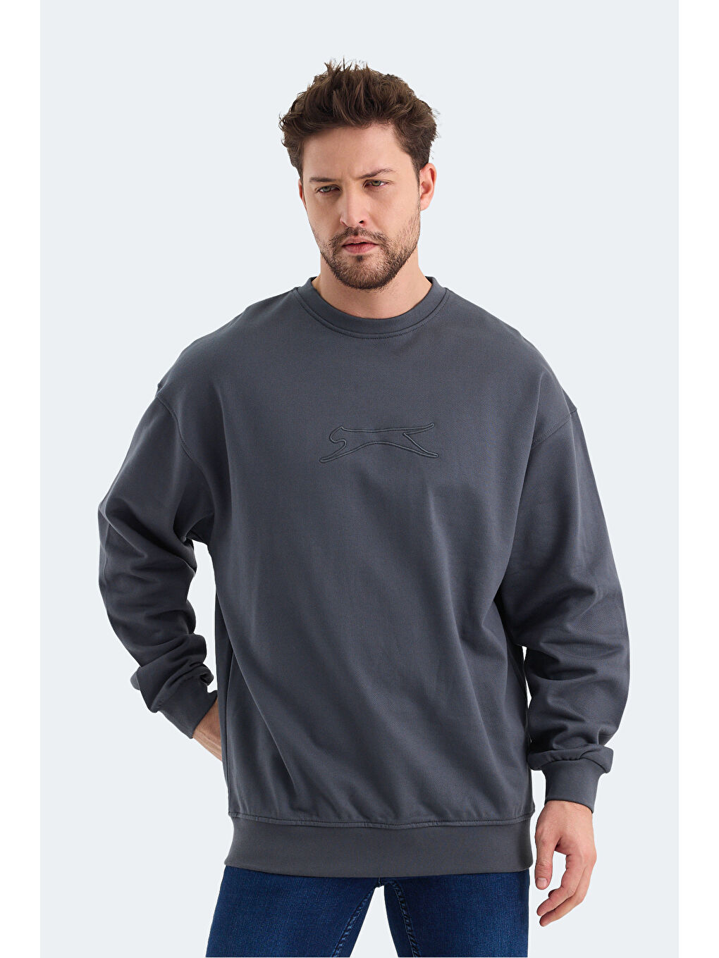 VADIK Oversize Erkek Koyu Gri Sweatshirt-5