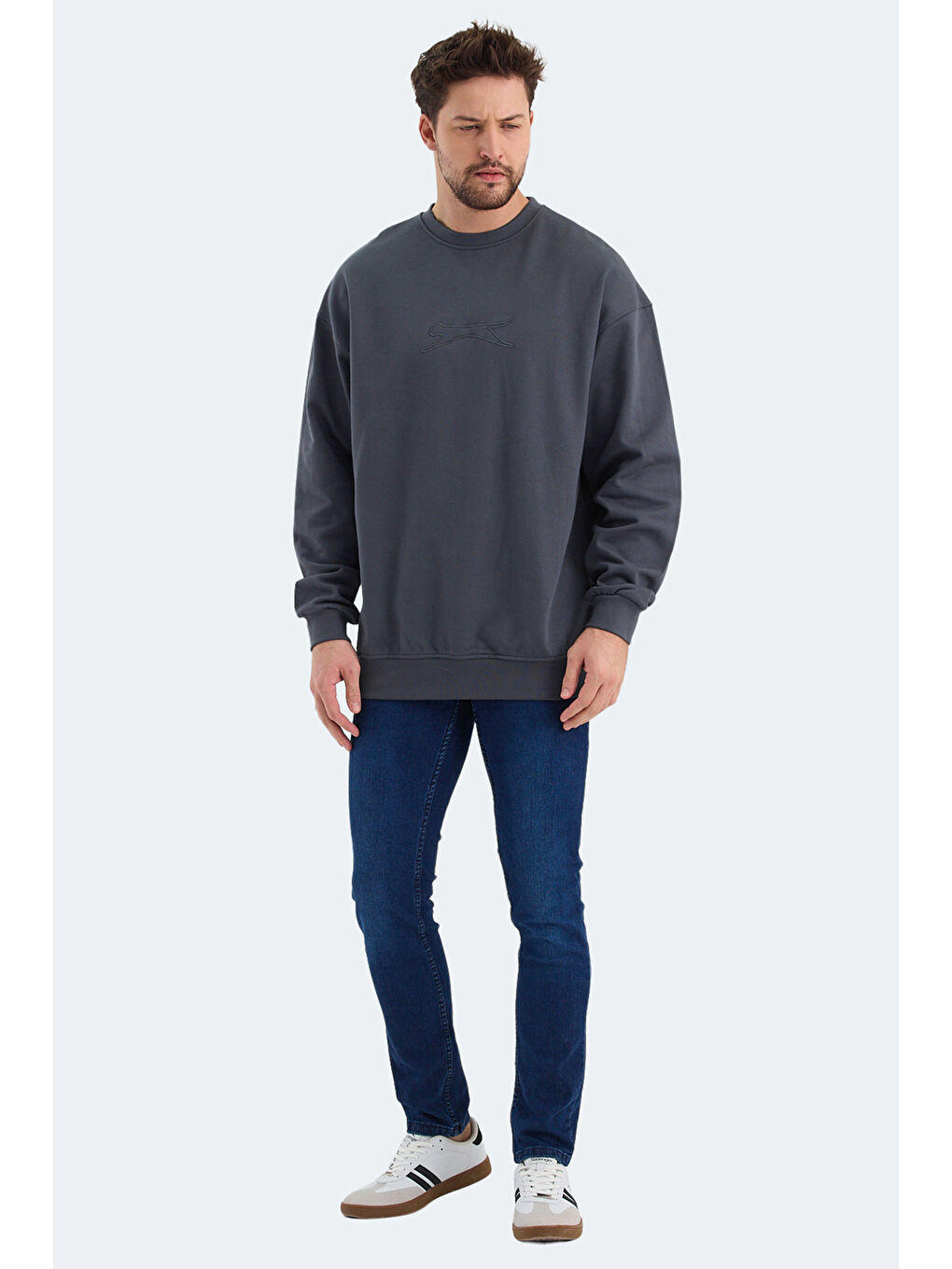 VADIK Oversize Erkek Koyu Gri Sweatshirt-6