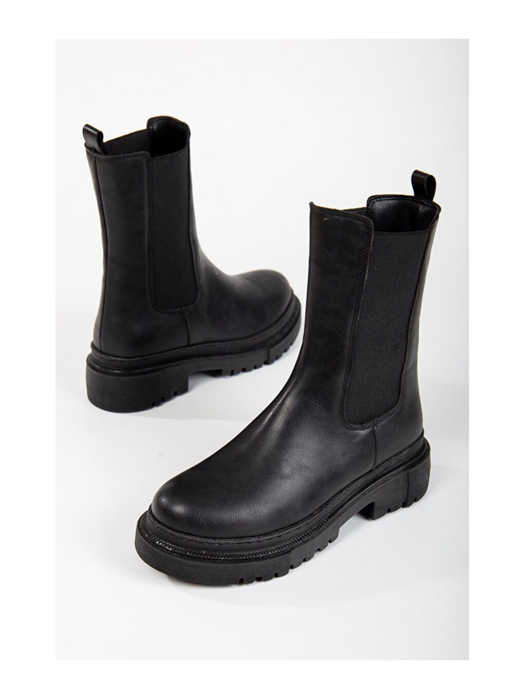 Siyah Pamela Kadın Kalın Taban Bot-5