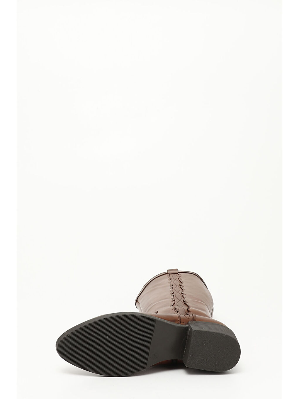 Kahverengi Kadın TABA Fermuarlı Kalın Topuklu Hakiki Deri Kovboy Çizme-5